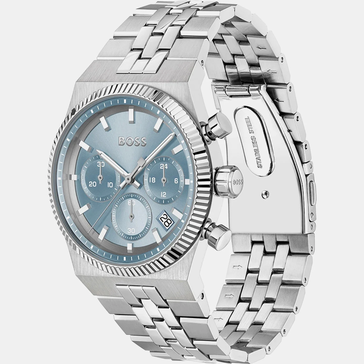 Candor Men Quartz Light Blue Dial Chronograph Stainless Steel Watch 1514306 - Image 2