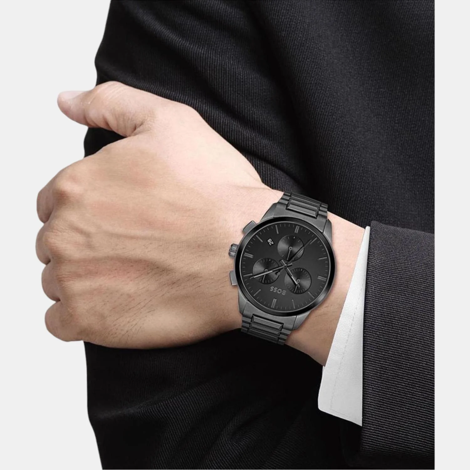 Dapper Men Quartz Black Dial Chronograph Stainless Steel Watch 1513929 - Image 4