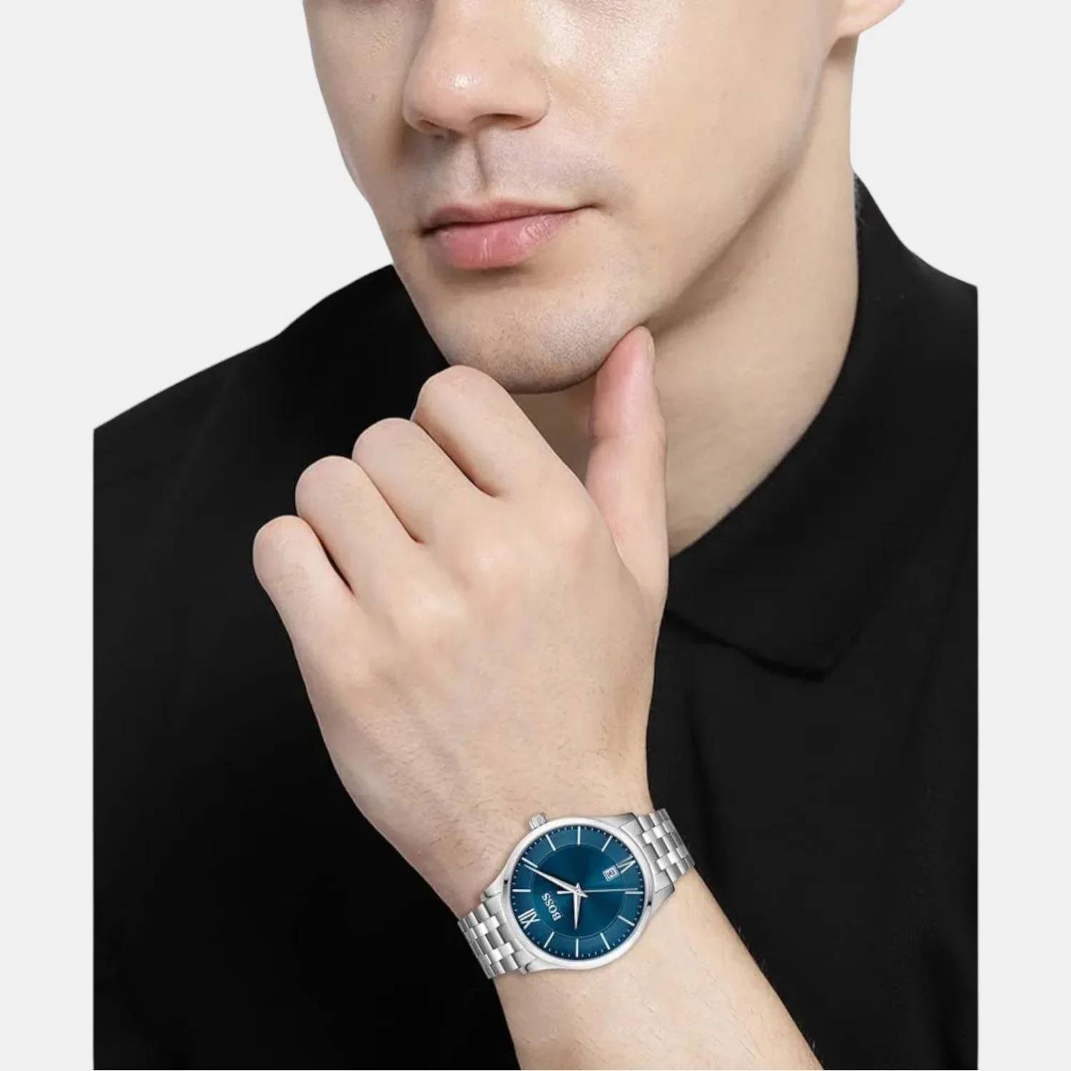 Elite Men Quartz Blue Dial Analog Stainless Steel Watch 1513895 - Image 4