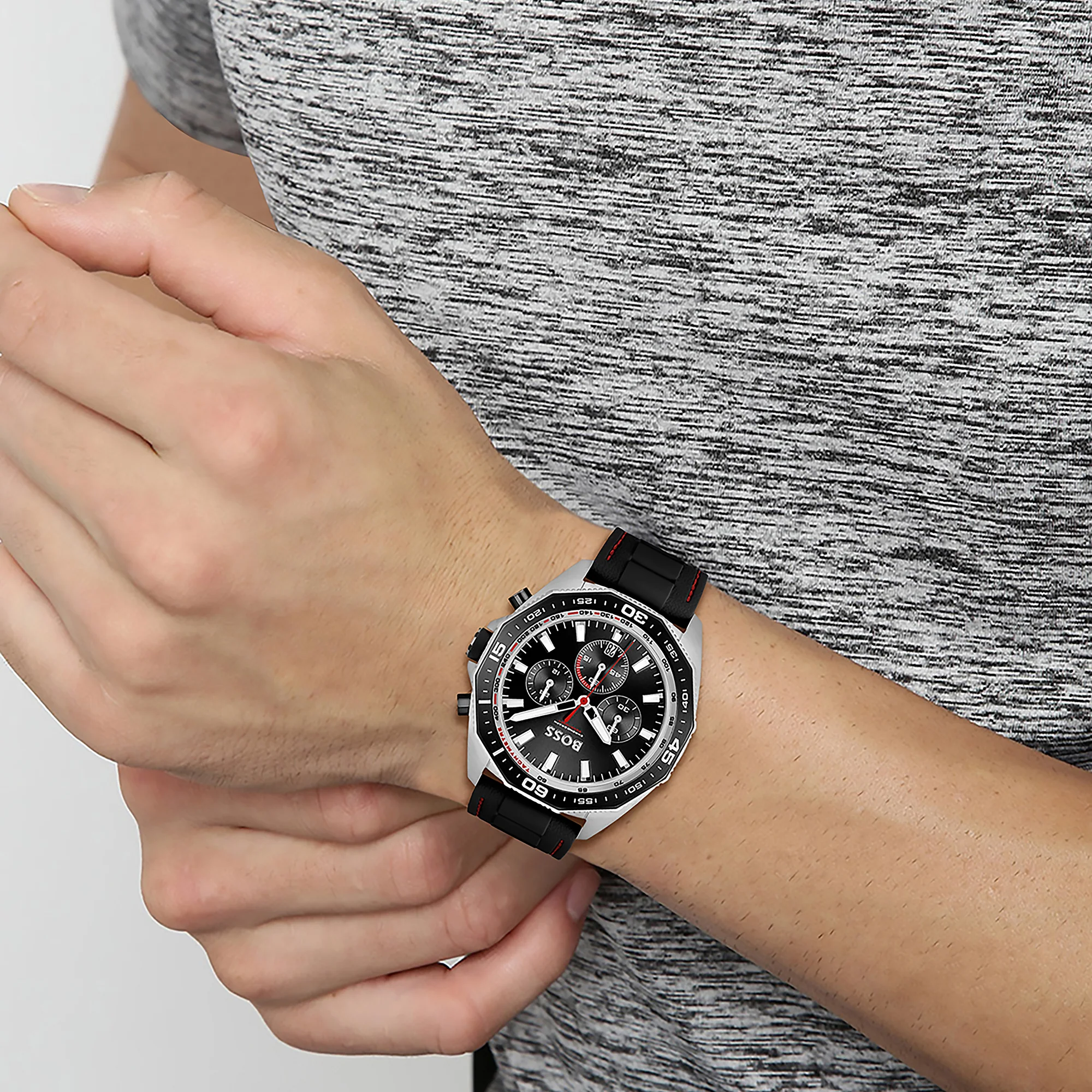 Energy Men Quartz Black Dial Chronograph Silicone Watch 1513969 - Image 4