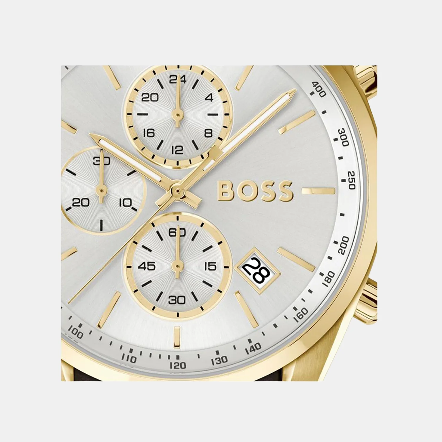 Grand Prix 44 Men Quartz Silver & White Dial Chronograph Leather Watch 1514225 - Image 3