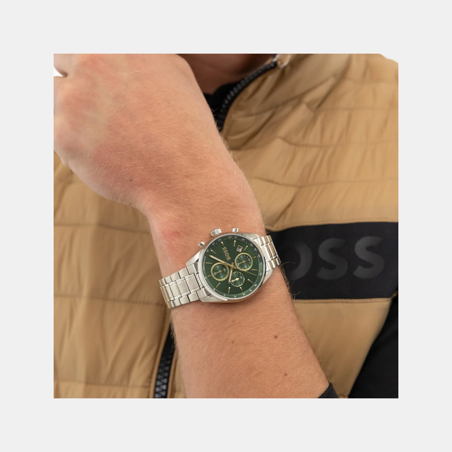 Grand Prix Men Quartz Green Dial Chronograph Stainless Steel Watch 1514266 - Image 6