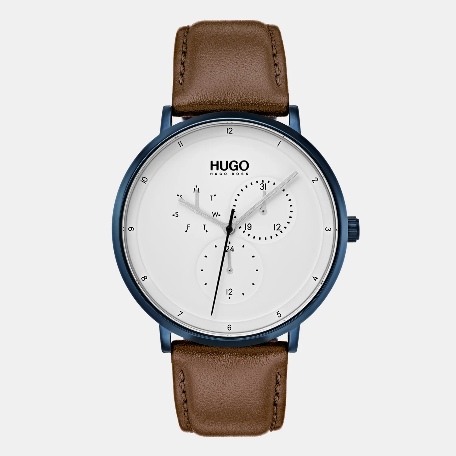Guide Men Quartz White Dial Analog Leather Watch 1530008