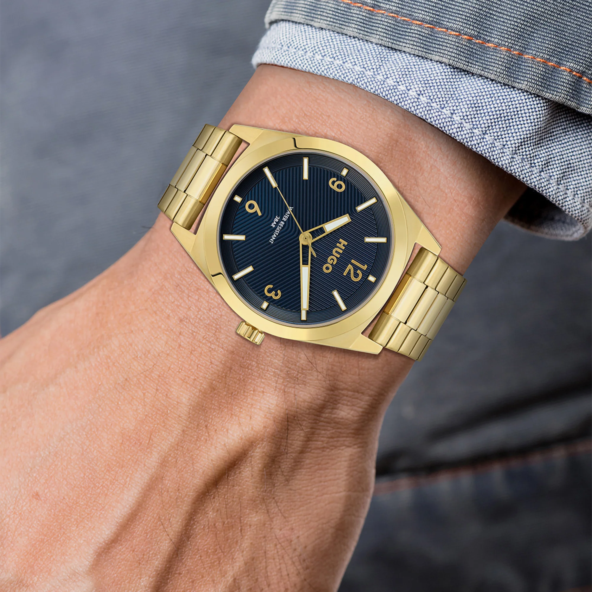 Make Men Quartz Blue Dial Analog Stainless Steel Watch 1530252 - Image 4