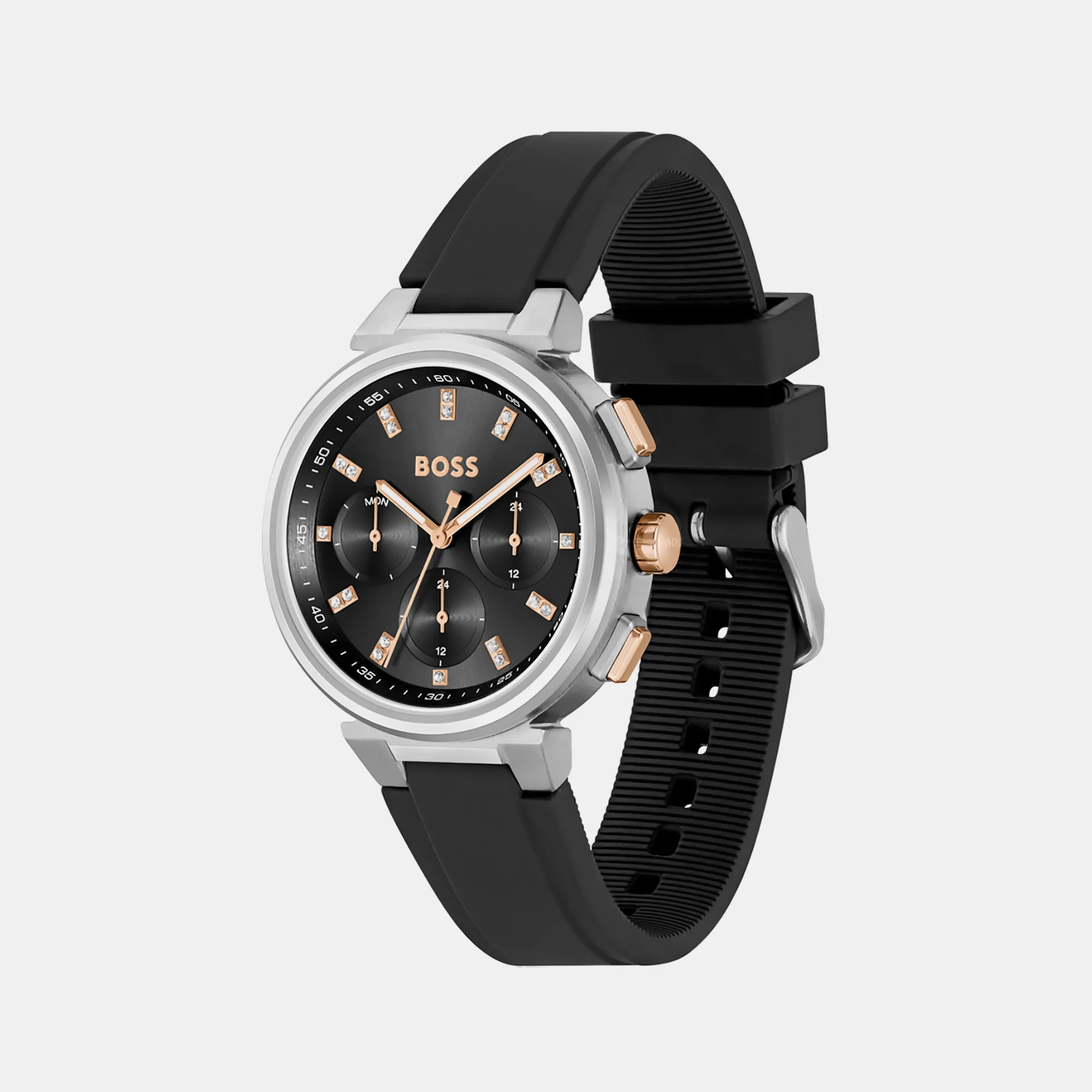 One Women Quartz Black Dial Chronograph Silicone Watch 1502674 - Image 2