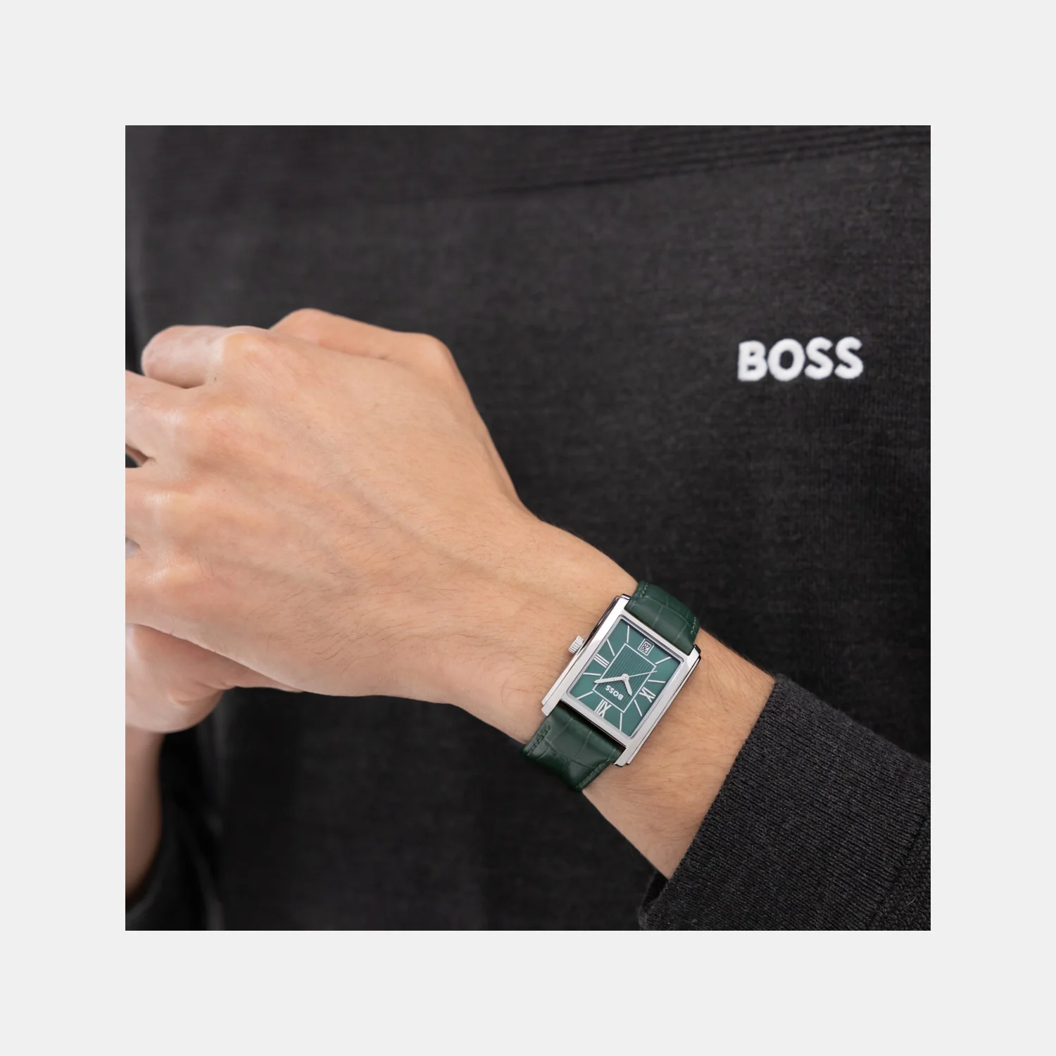 Principle Dress Men Quartz Green Dial Analog Leather Watch 1514278 - Image 6