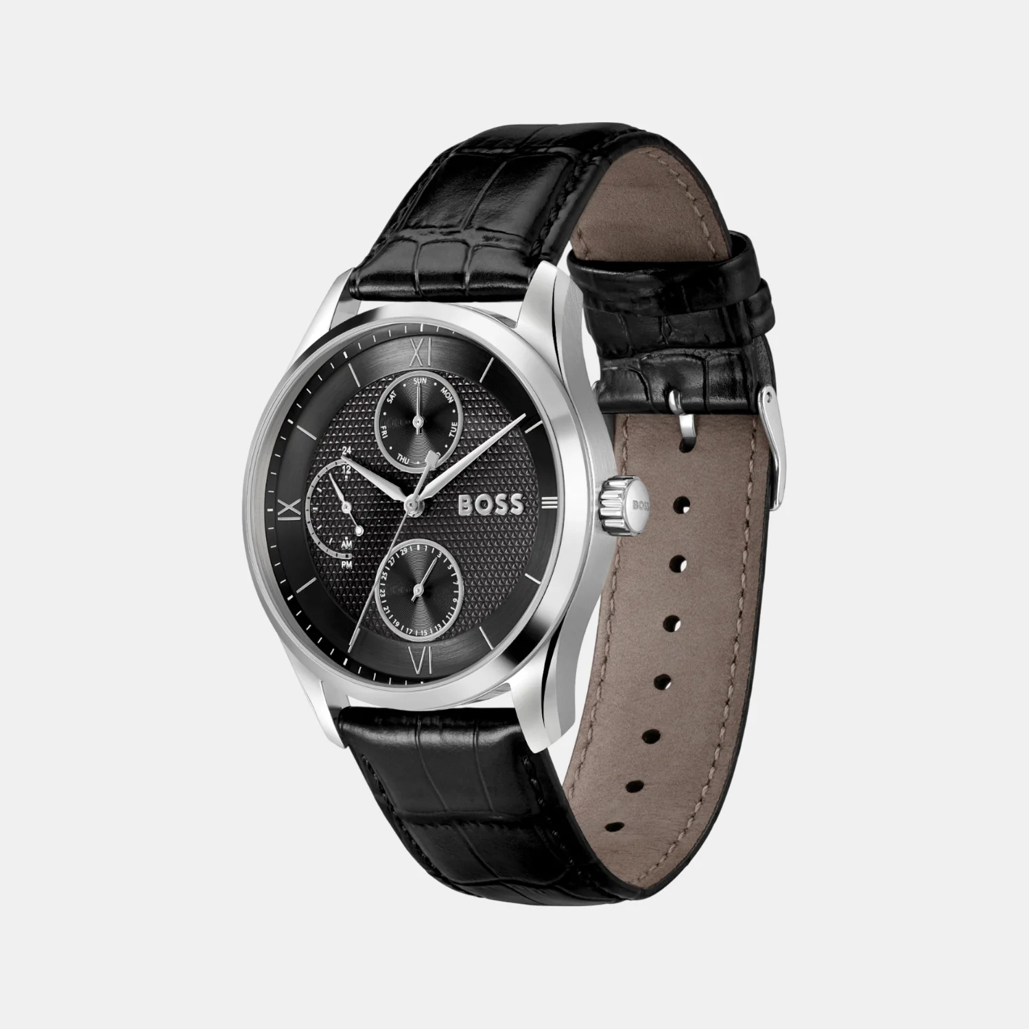 Principle Master Men Quartz Black Dial Multi-Function Leather Watch 1514272 - Image 2