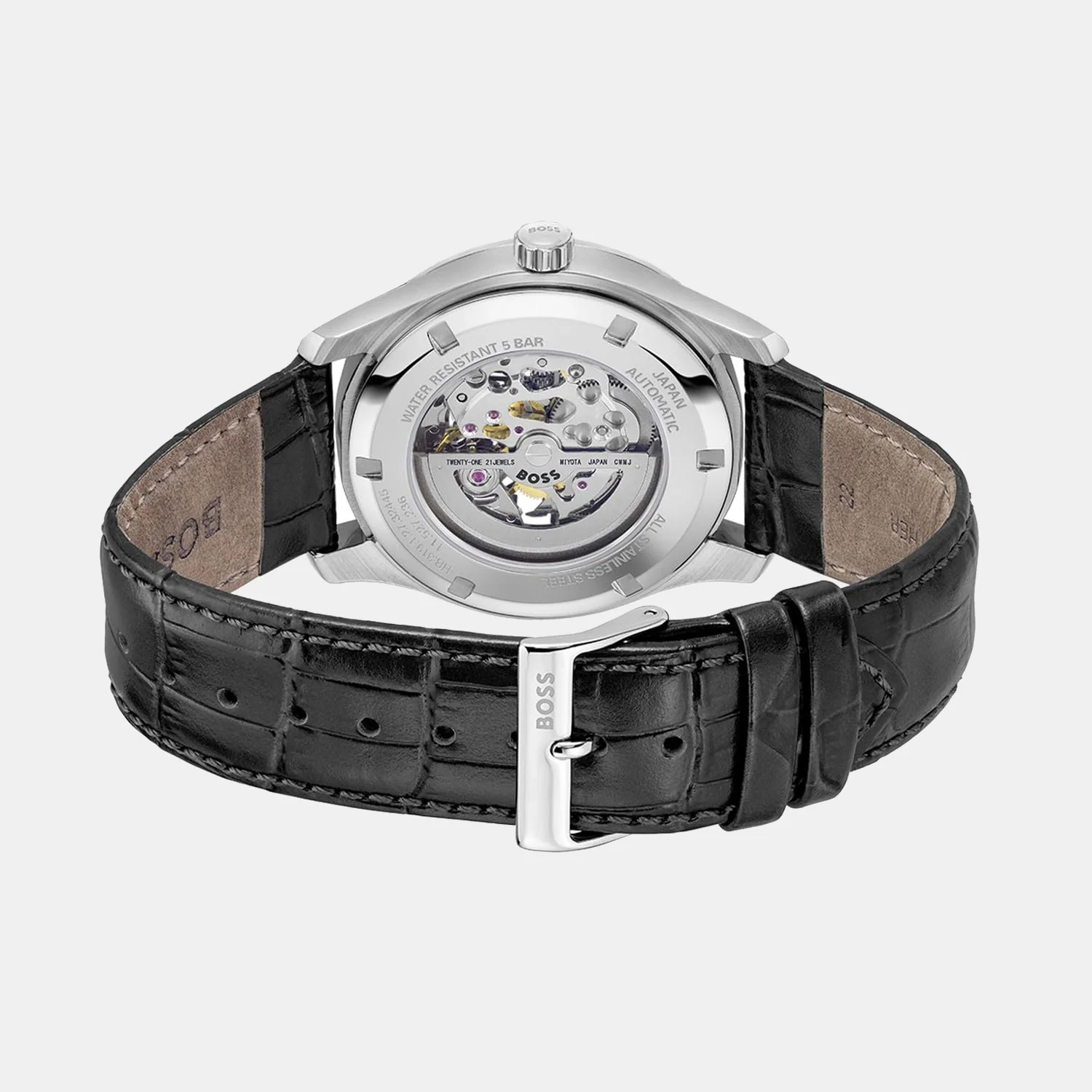 Principle Skeleton Men Automatic Black Dial Analog Leather Watch 1514234 - Image 3