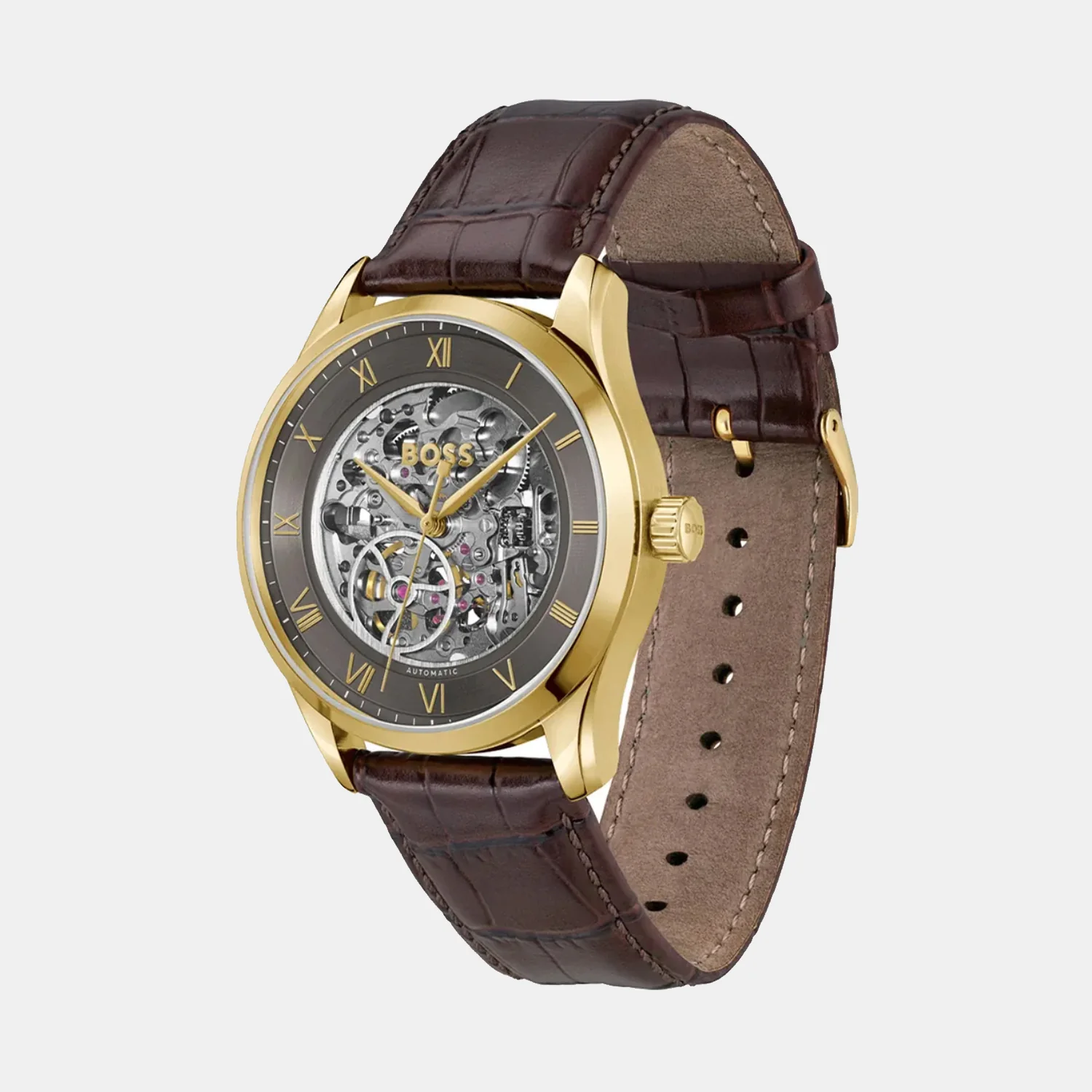 Principle Skeleton Men Automatic Dark Grey Dial Analog Leather Watch 1514235 - Image 2