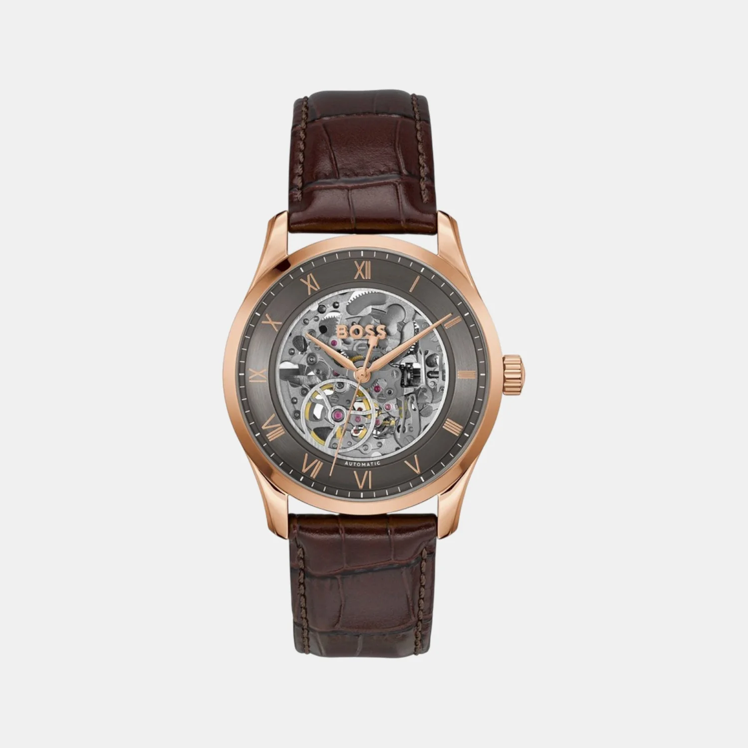 Principle Skeleton Men Automatic Grey Dial Analog Leather Watch 1514253 - Image 2