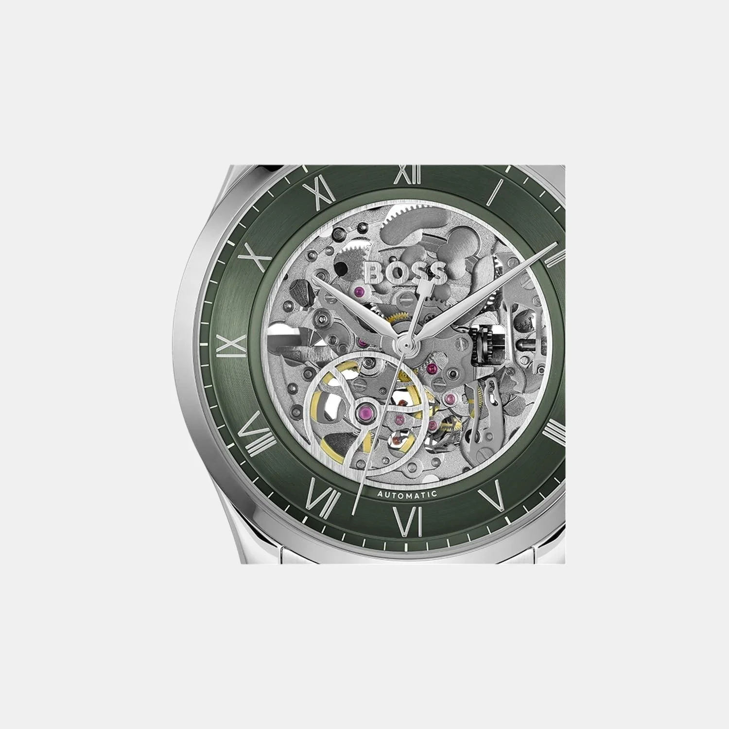 Principle Skeleton Men Automatic Green Dial Analog Stainless Steel Watch 1514236 - Image 5