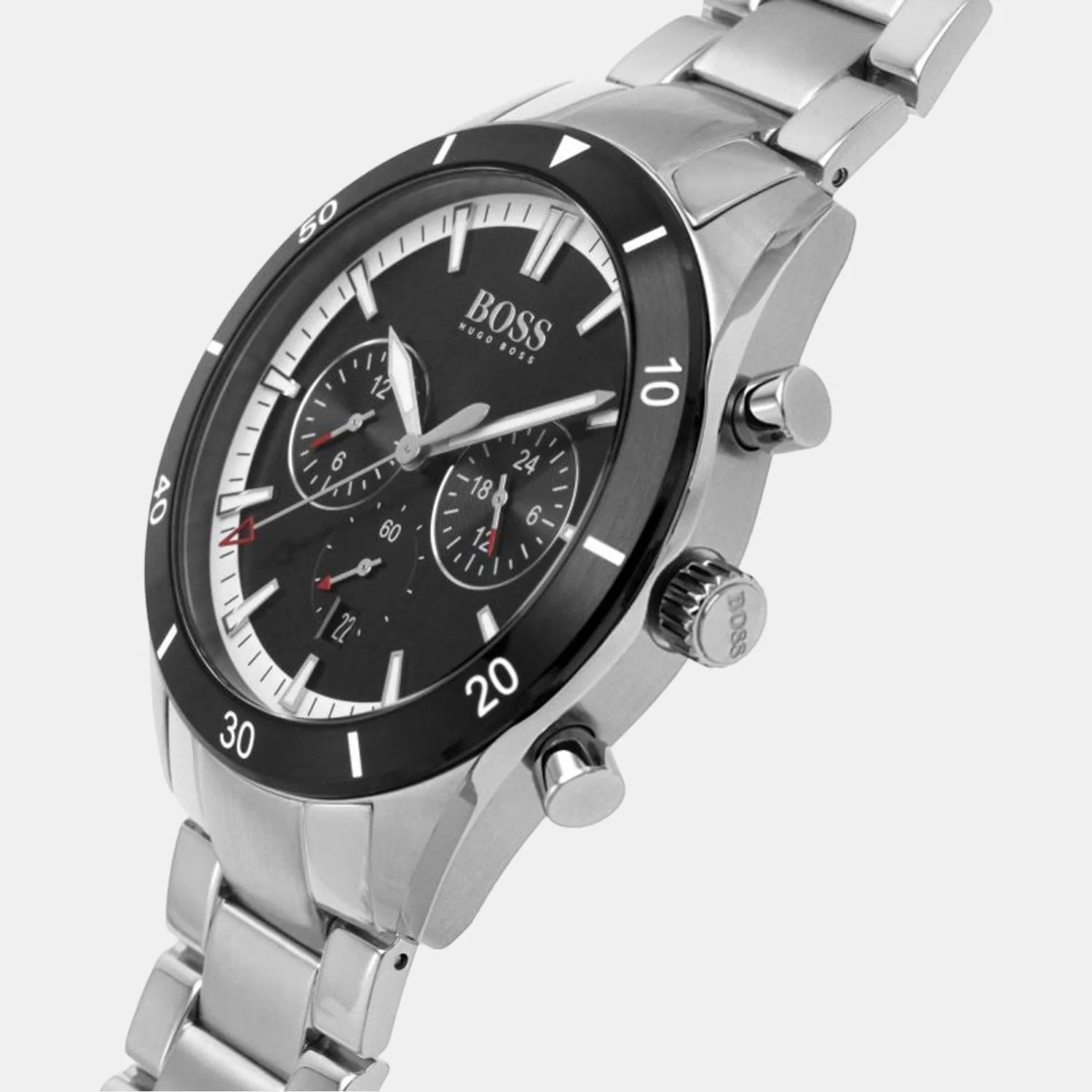 Santiago Men Quartz Black Dial Chronograph Stainless Steel Watch 1513862 - Image 7