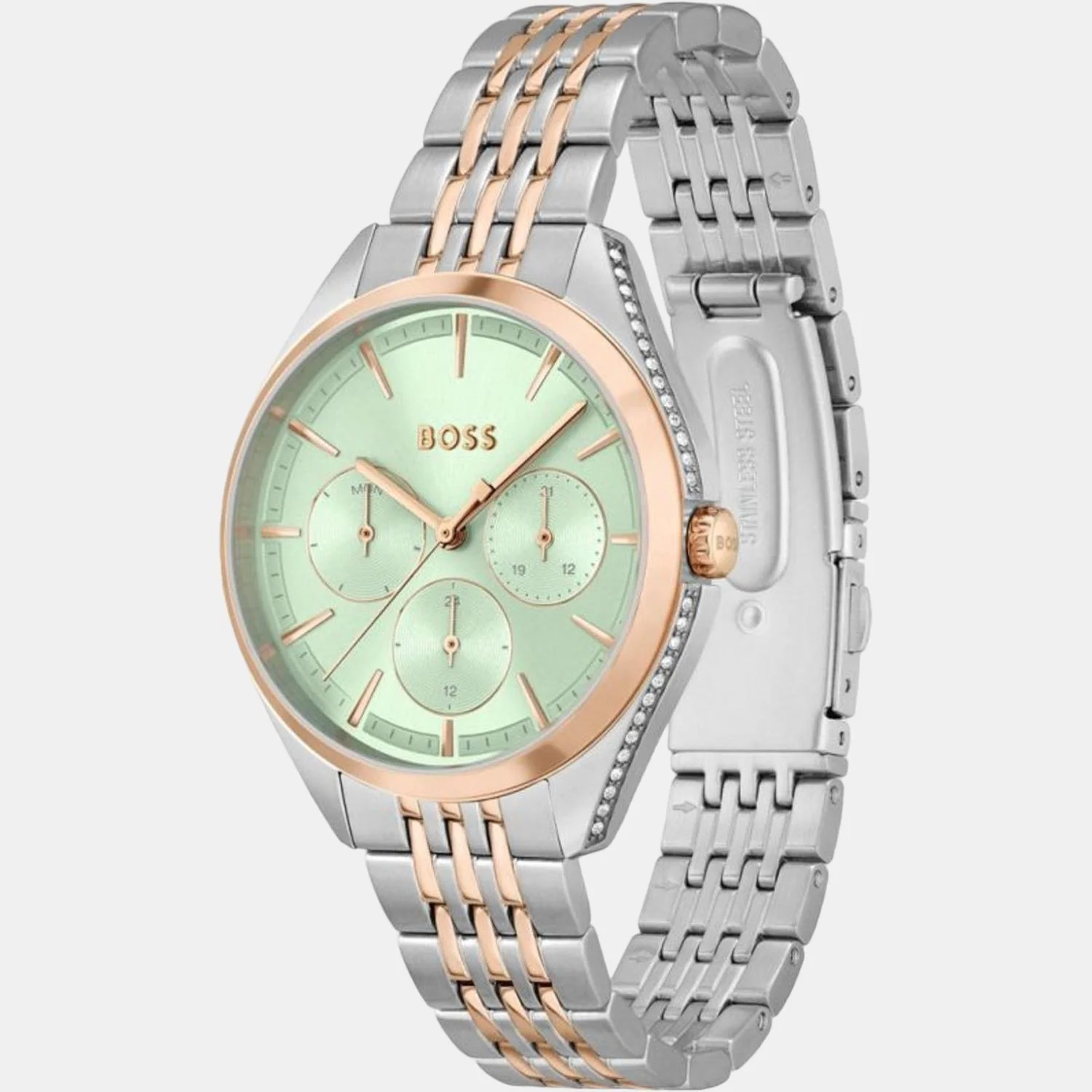 Saya Women Quartz Green Dial Chronograph Stainless Steel Watch 1502641 - Image 2