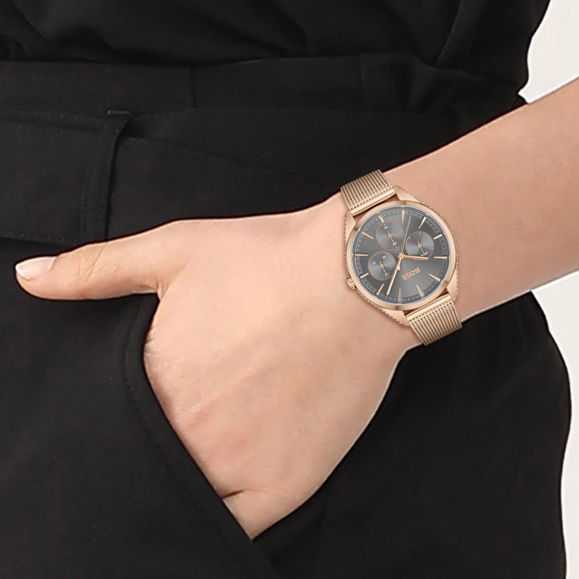 Saya Women Quartz Grey Dial Chronograph Mesh Watch 1502639 - Image 4