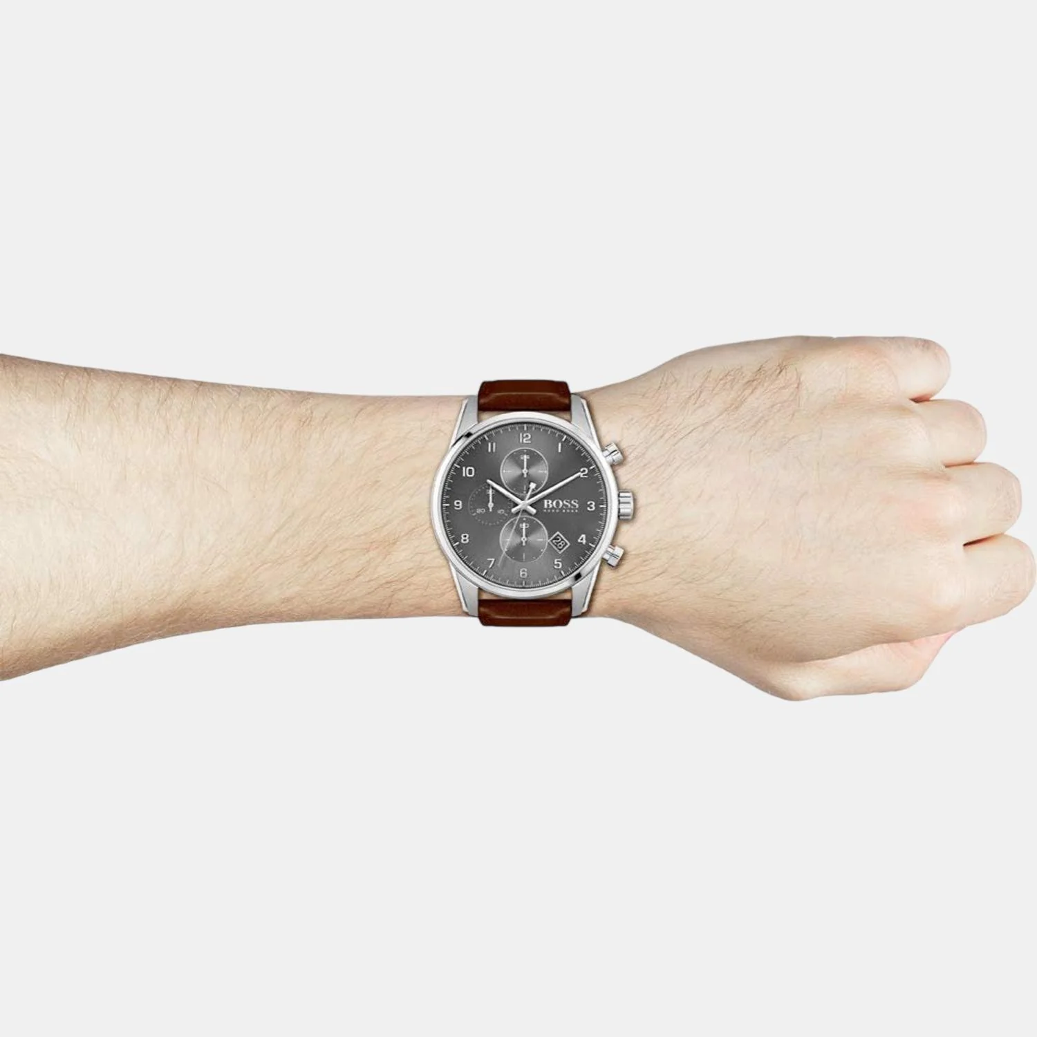 Skymaster Men Quartz Grey Dial Analog Leather Watch 1513787 - Image 4
