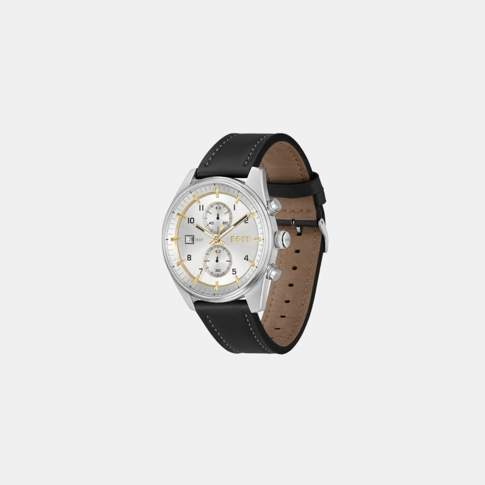 Skytraveller Men Quartz Silver Dial Chronograph Leather Watch 1514147 - Image 2