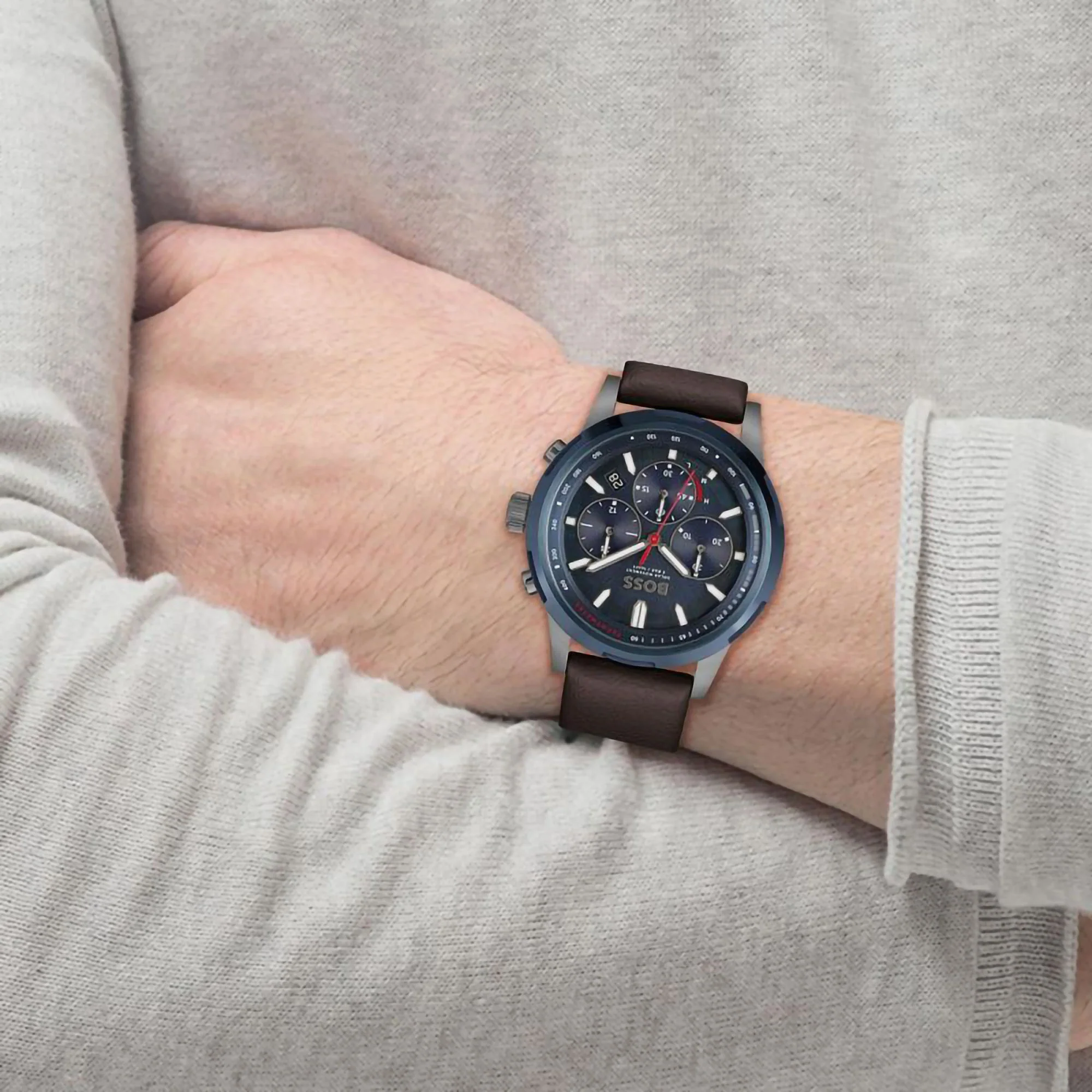 Solgrade Men Quartz Blue Dial Chronograph Leather Watch 1514030 - Image 4