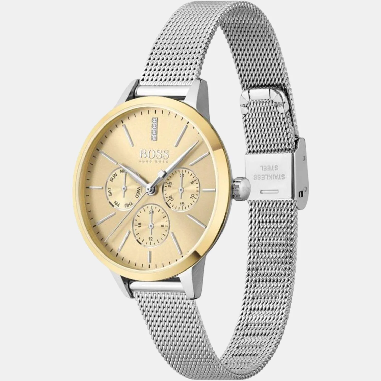 Symphony Women Quartz Gold Dial Chronograph Stainless Steel Watch 1502600 - Image 3