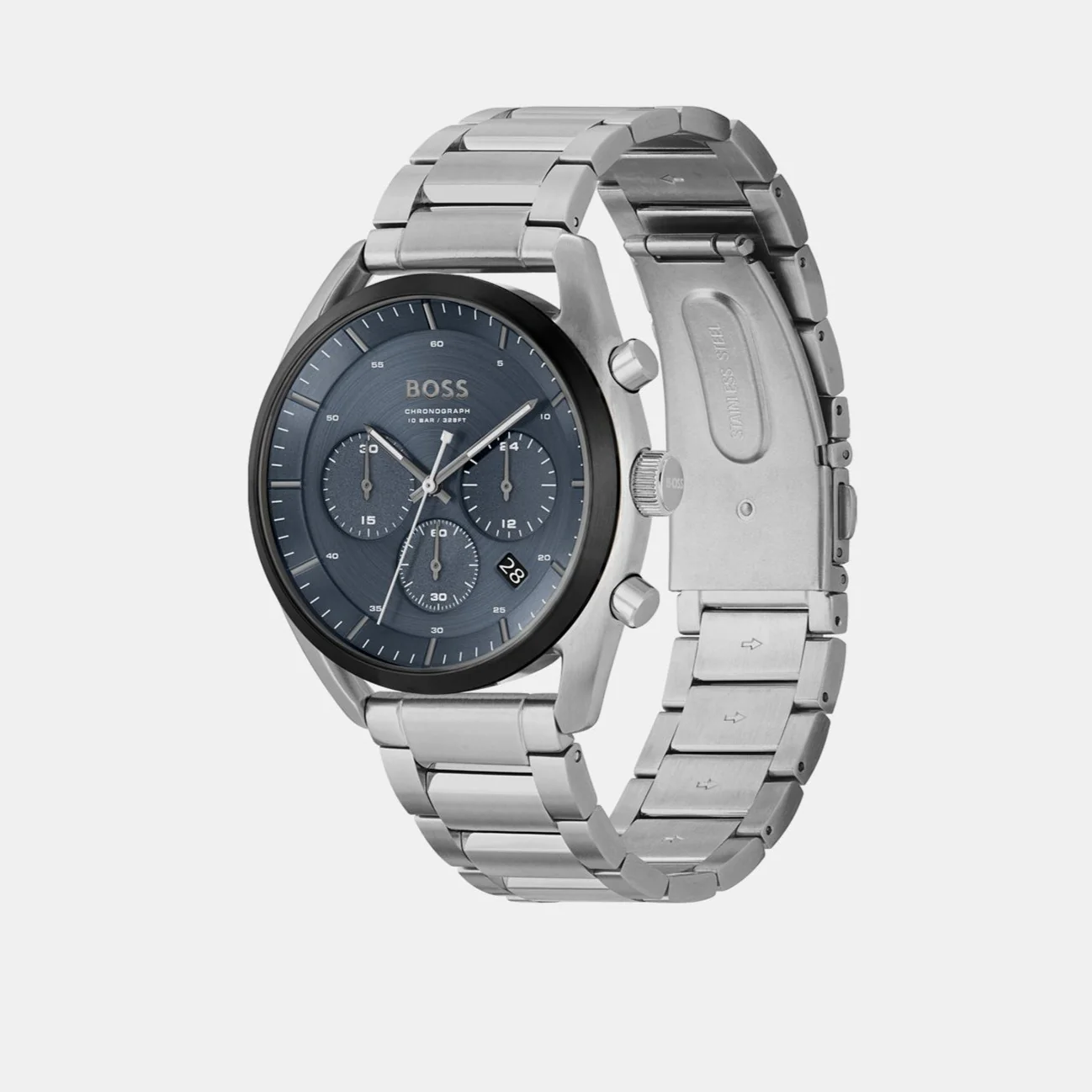 Top Men Quartz Blue Dial Chronograph Stainless Steel Watch 1514093 - Image 3