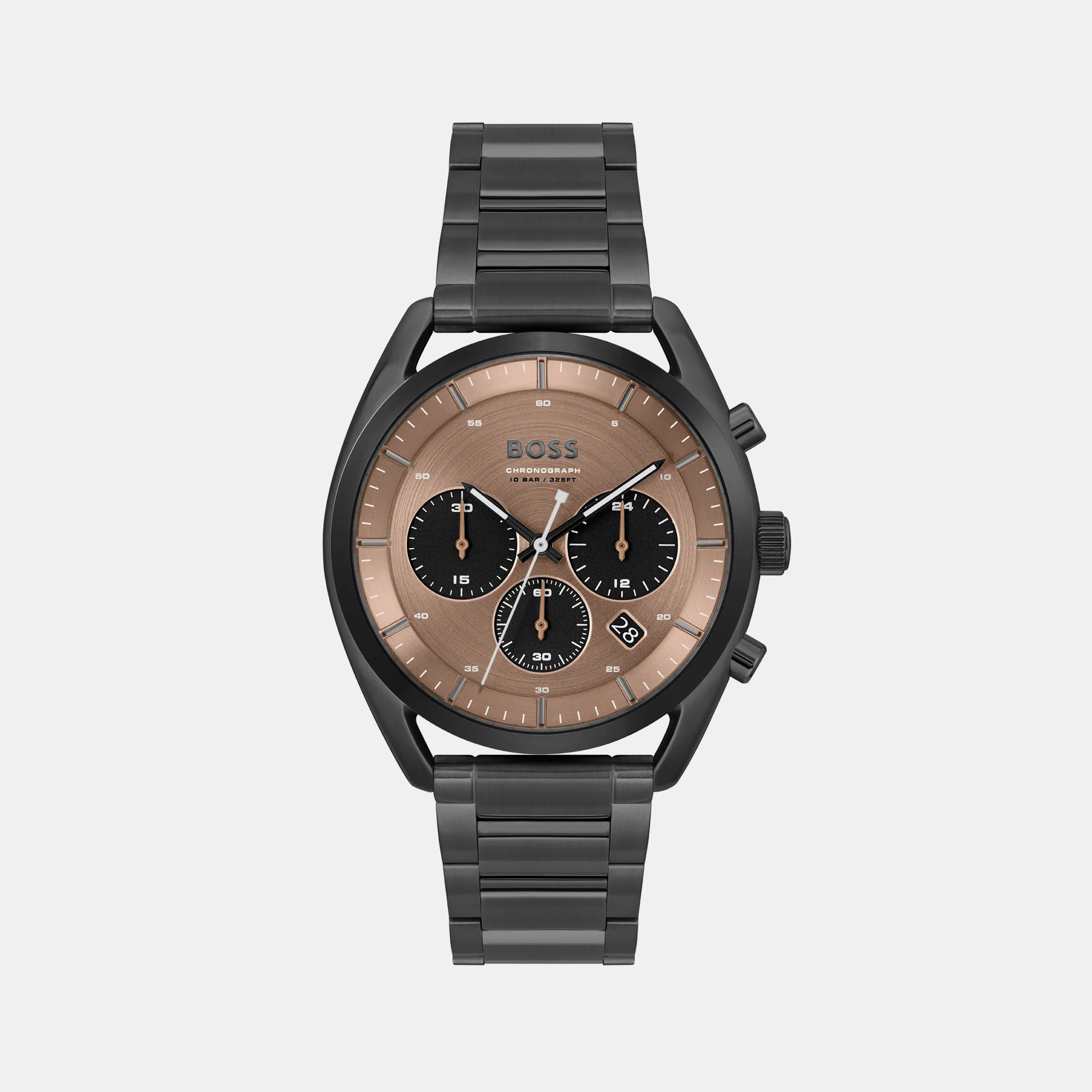 Top Men Quartz Brown Dial Chronograph Stainless Steel Watch 1514095 - Image 2