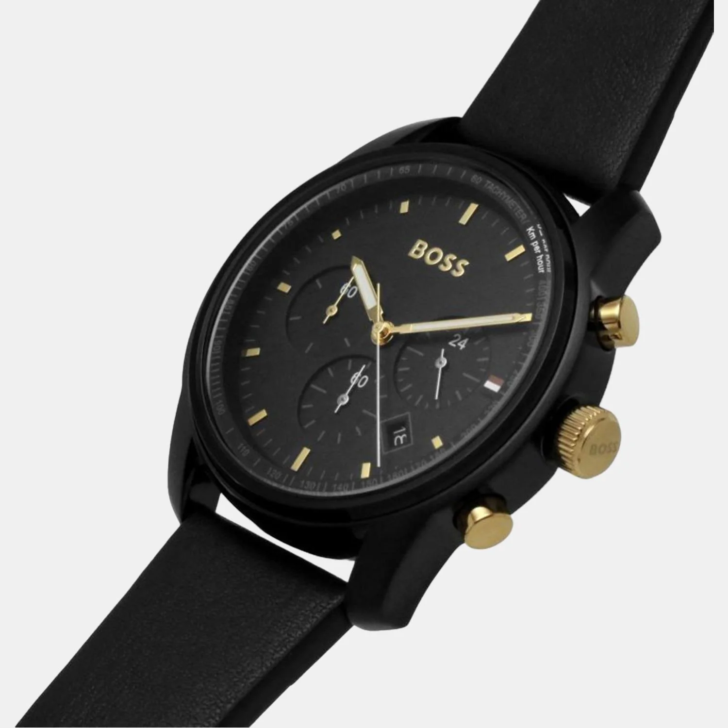 Trace Men Quartz Black Dial Analog Leather Watch 1514003 - Image 4