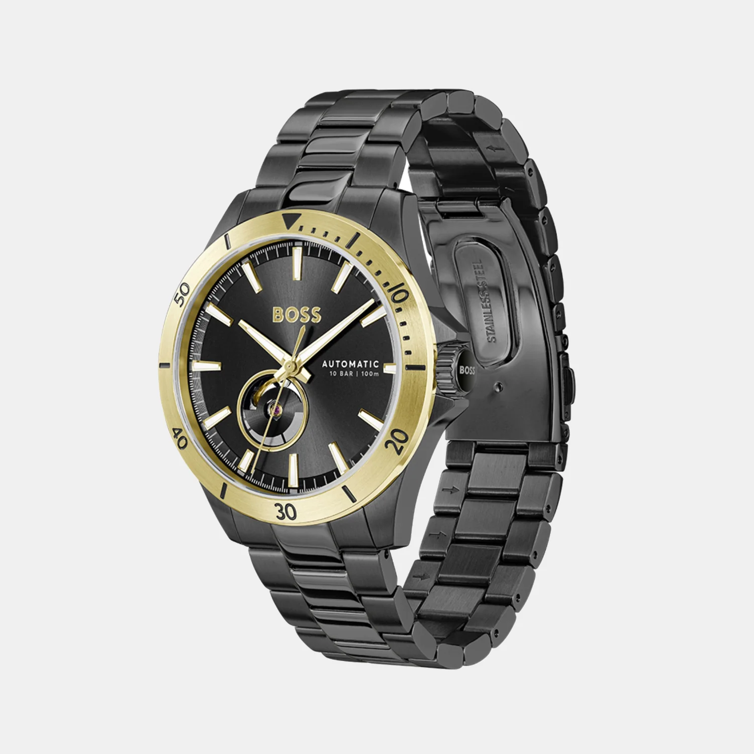 Troper Men Automatic Black Dial Analog Stainless Steel Watch 1514203 - Image 2