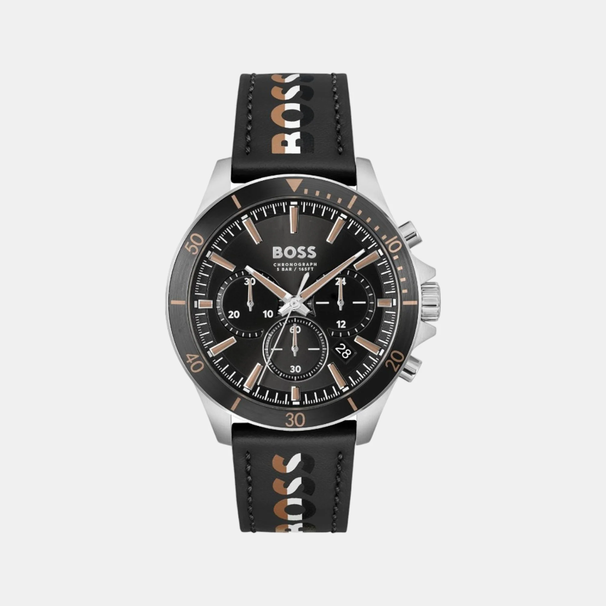 Troper Men Quartz Black Dial Chronograph Leather Watch 1514121