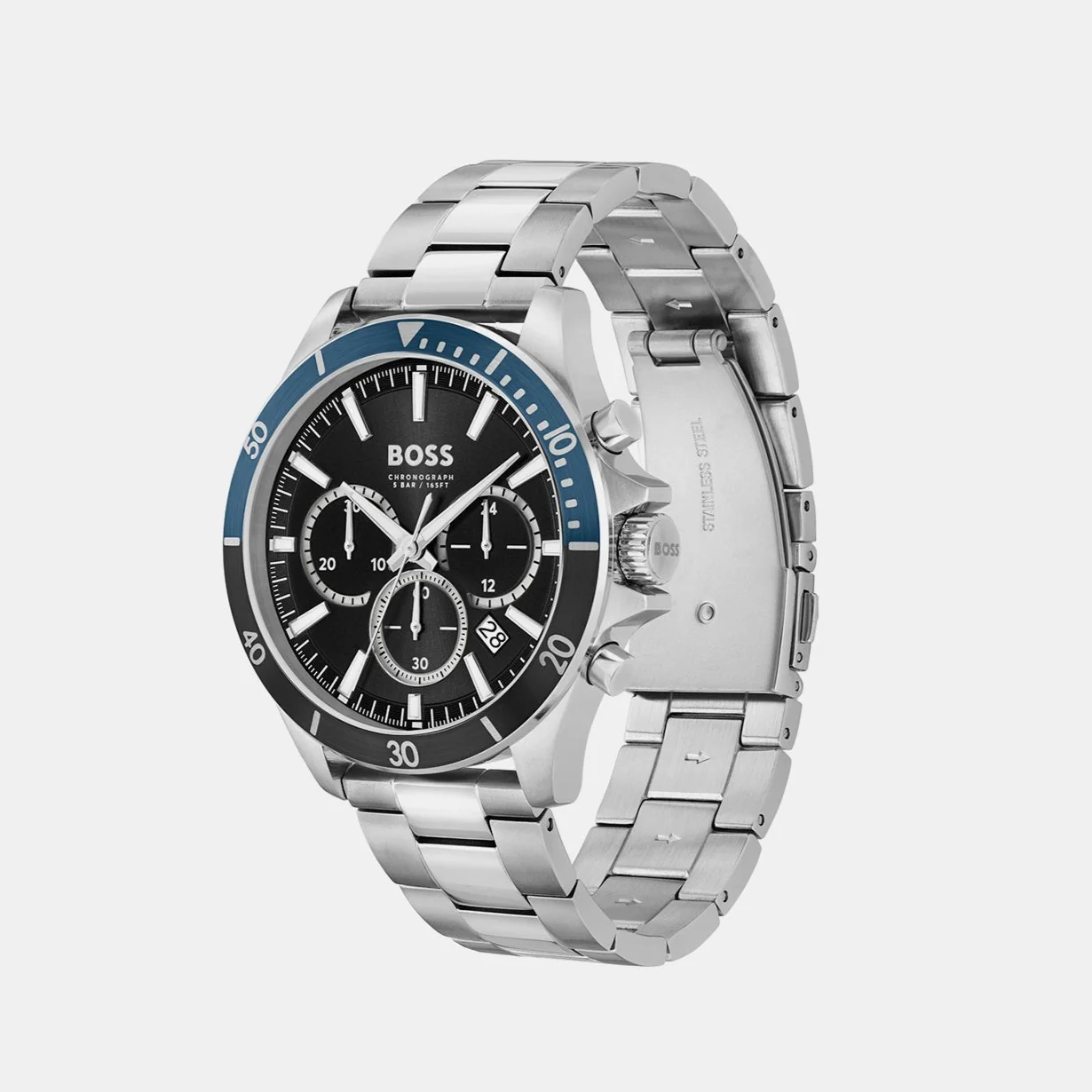 Troper Men Quartz Black Dial Chronograph Stainless Steel Watch 1514101 - Image 2