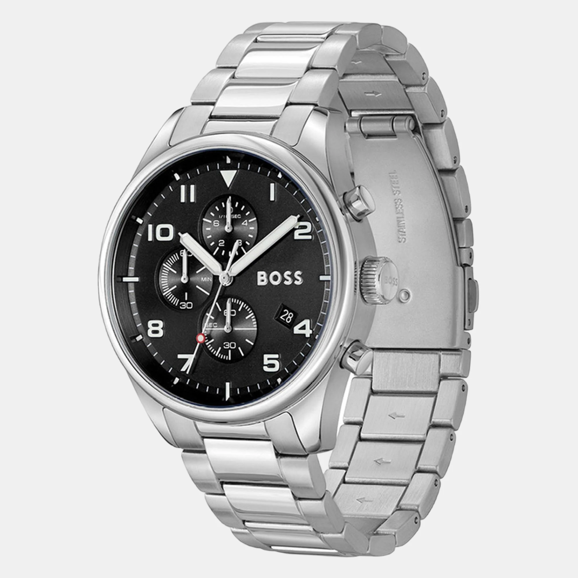 View Men Quartz Black Dial Chronograph Stainless Steel Watch 1514008 - Image 3