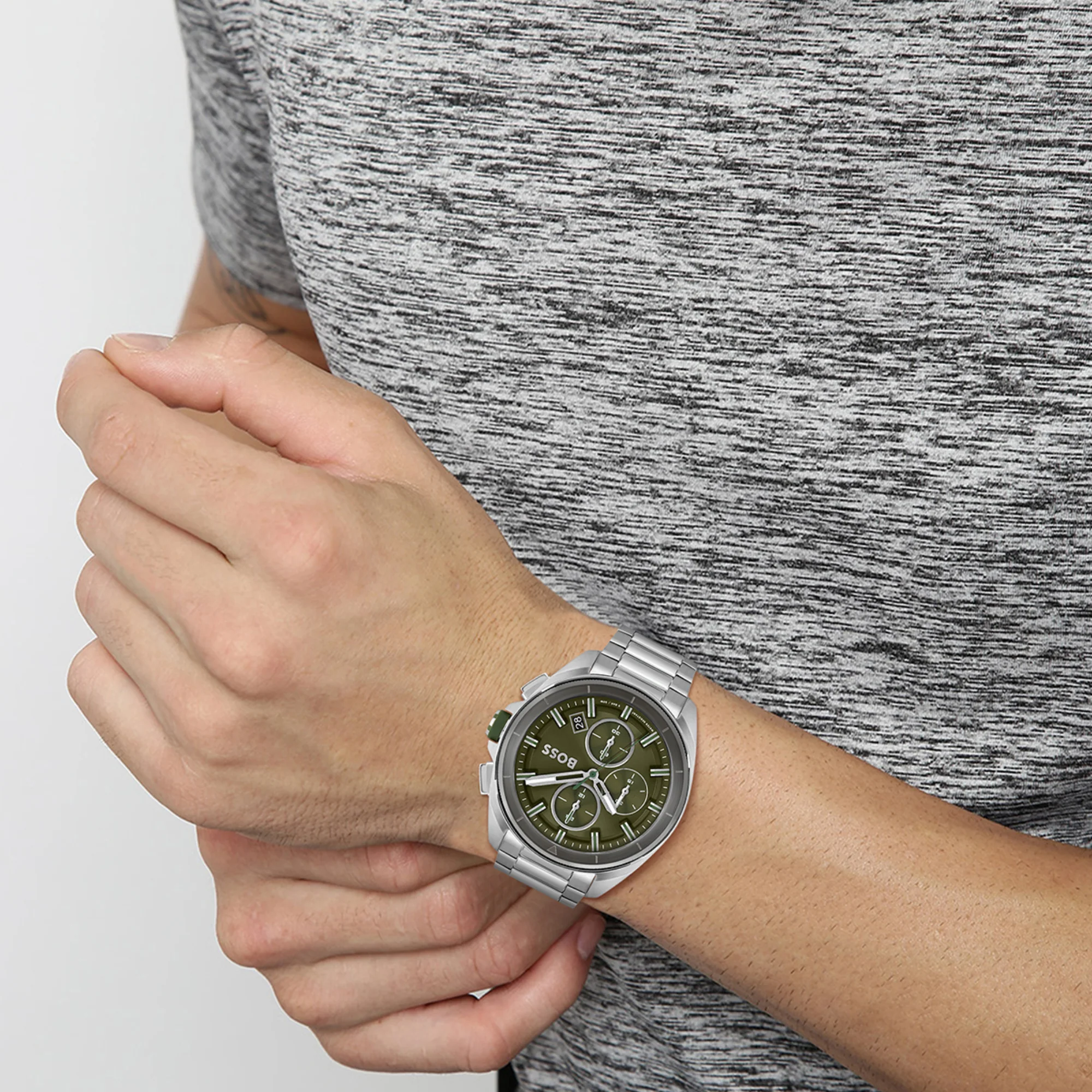 Volane Men Quartz Green Dial Chronograph Stainless Steel Watch 1513951 - Image 4