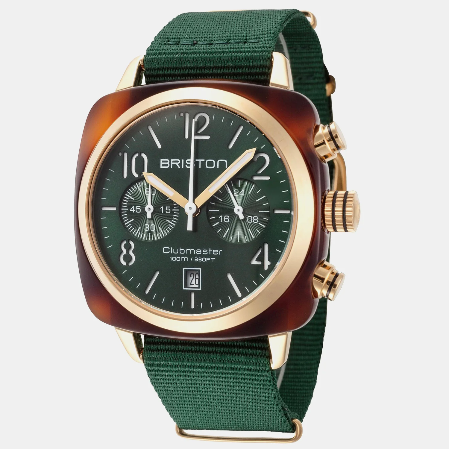 Clubmaster Classic Men Quartz Green Dial Chronograph NATO Watch 15140.PYA.T.10.NBG - Image 3