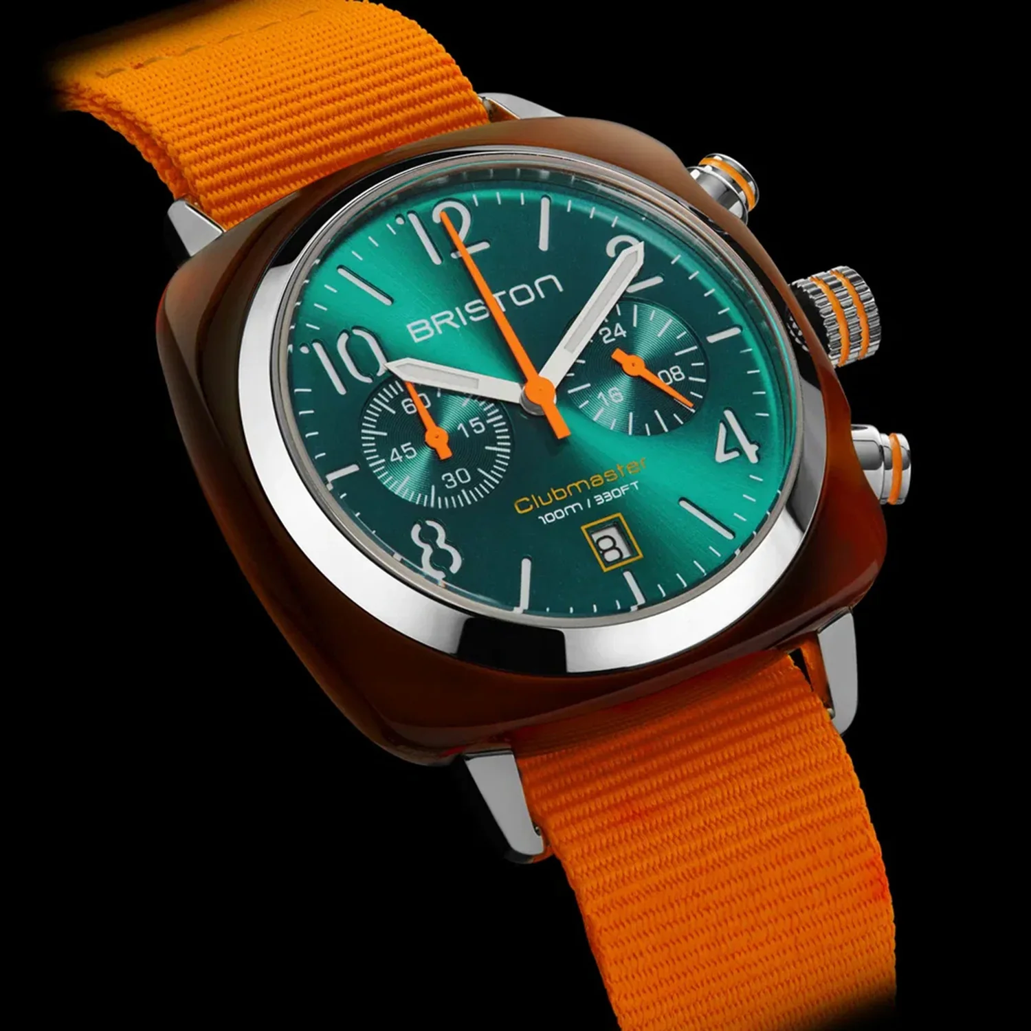 Clubmaster Classic Unisex Quartz Emerald Dial Chronograph NATO Watch 24140.SA.T.27.NOG - Image 4