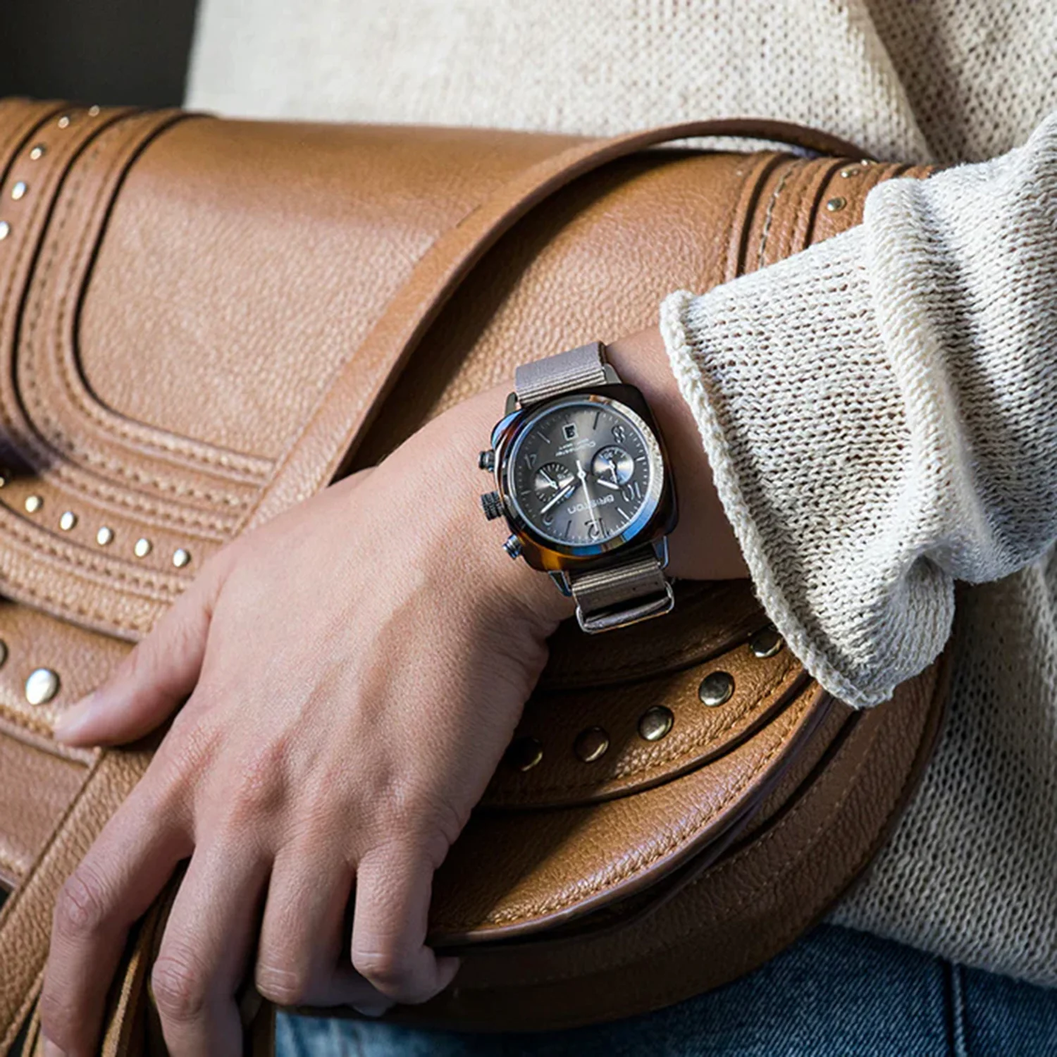 Clubmaster Classic Unisex Quartz Taupe Dial Chronograph NATO Watch 19140.PYA.T.30.NT - Image 4