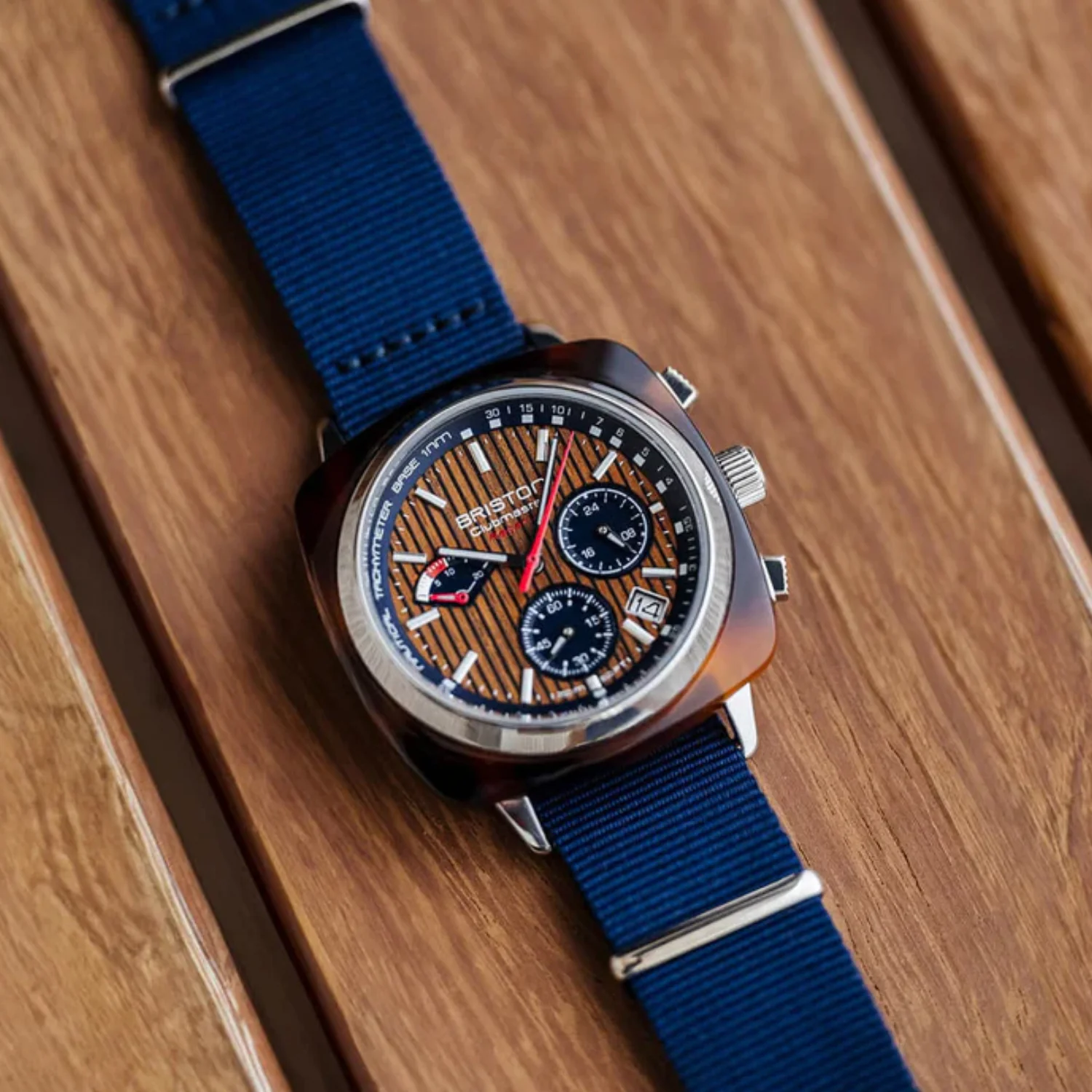 Clubmaster Regatta Men Quartz Walnut Dial Chronograph NATO Watch 241542.SA.T.15W.NNB - Image 3