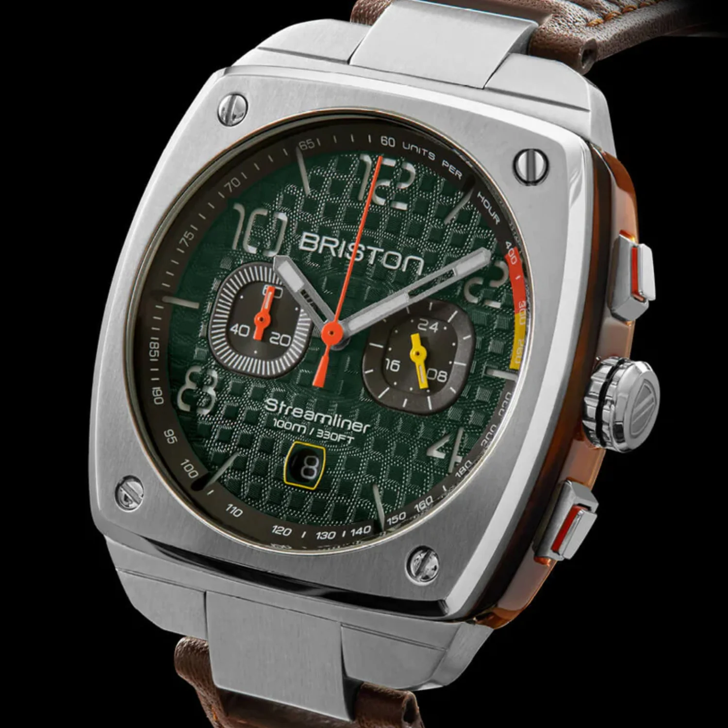 Streamliner Urban Men Quartz Green Dial Chronograph Leather Watch 24142.S.T.16.LBR - Image 3