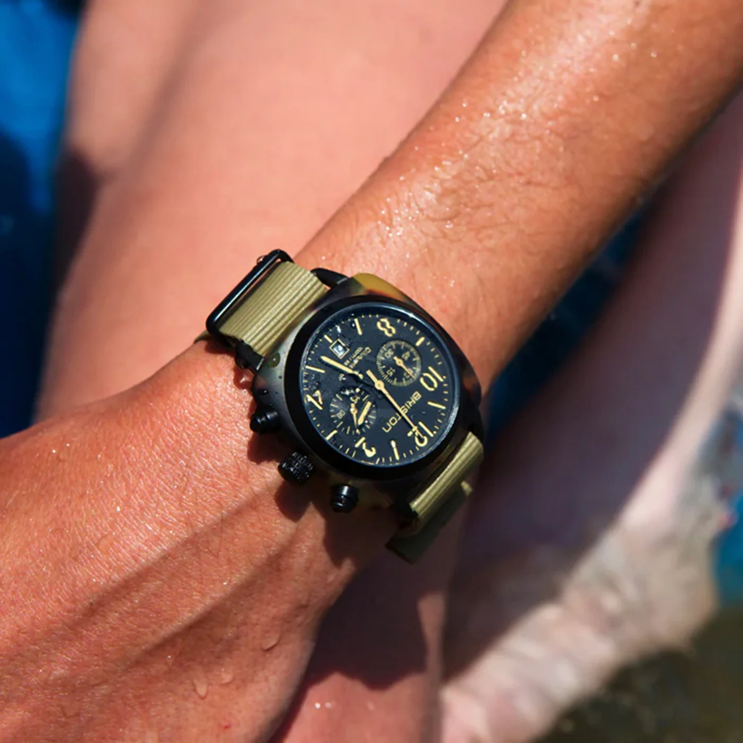 Clubmaster Classic Unisex Quartz Black Matt Dial Chronograph NATO Watch 14140.PBAM.TS.5.NK - Image 4