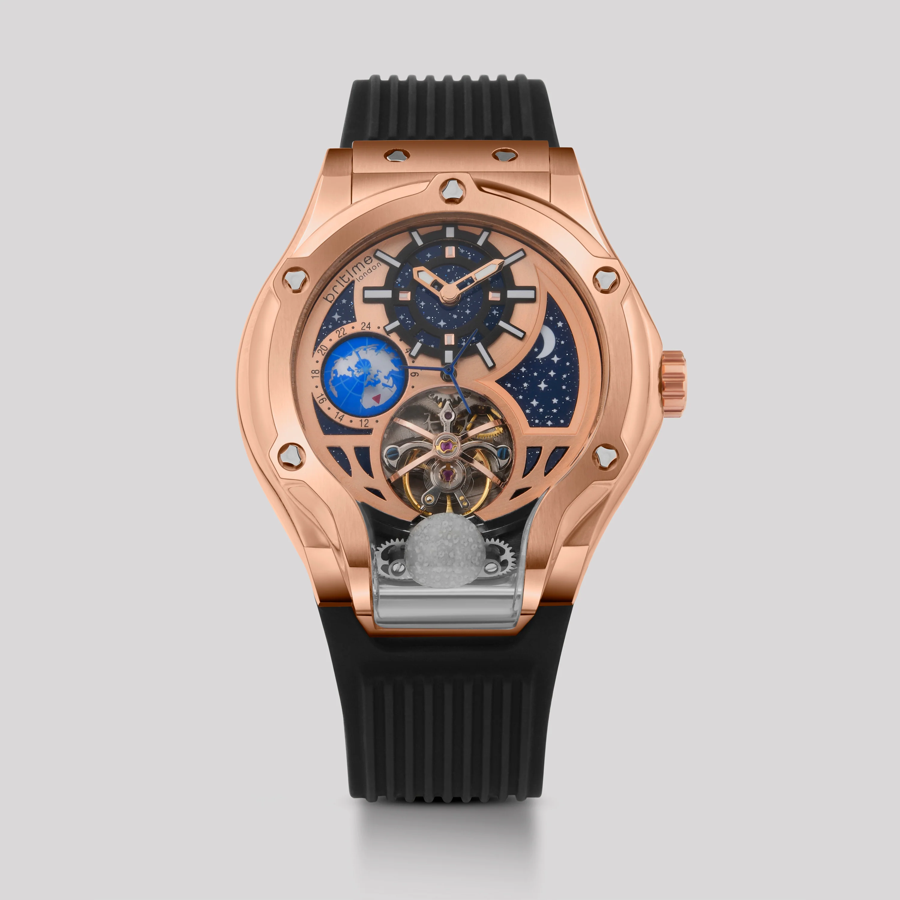 Asteroid Men Automatic Blue Dial Multi-Function Silicone Watch 777-P30706 - Image 2