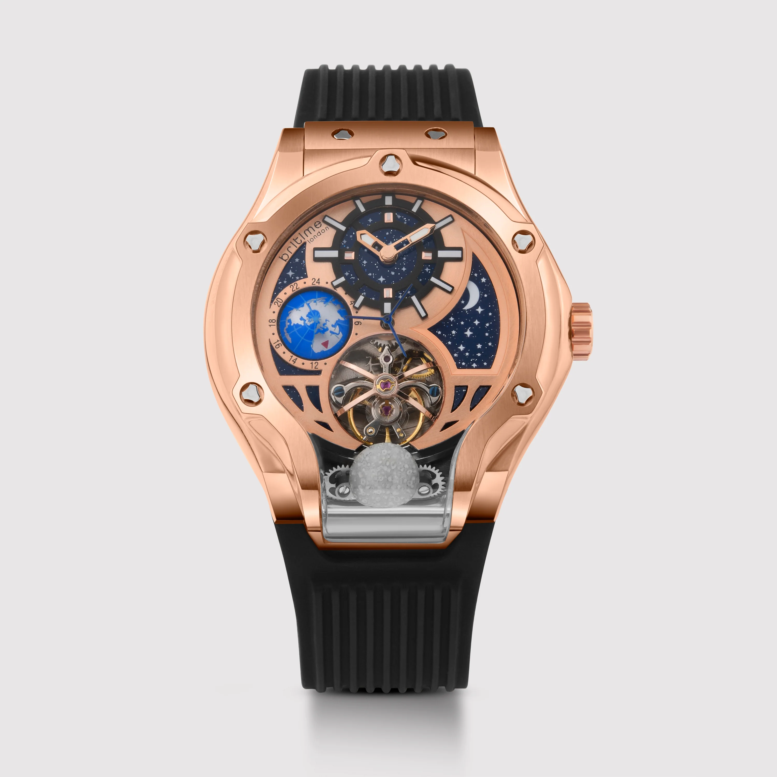 Asteroid Men Automatic Blue Dial Multi-Function Silicone Watch 777-P30706 - Image 3