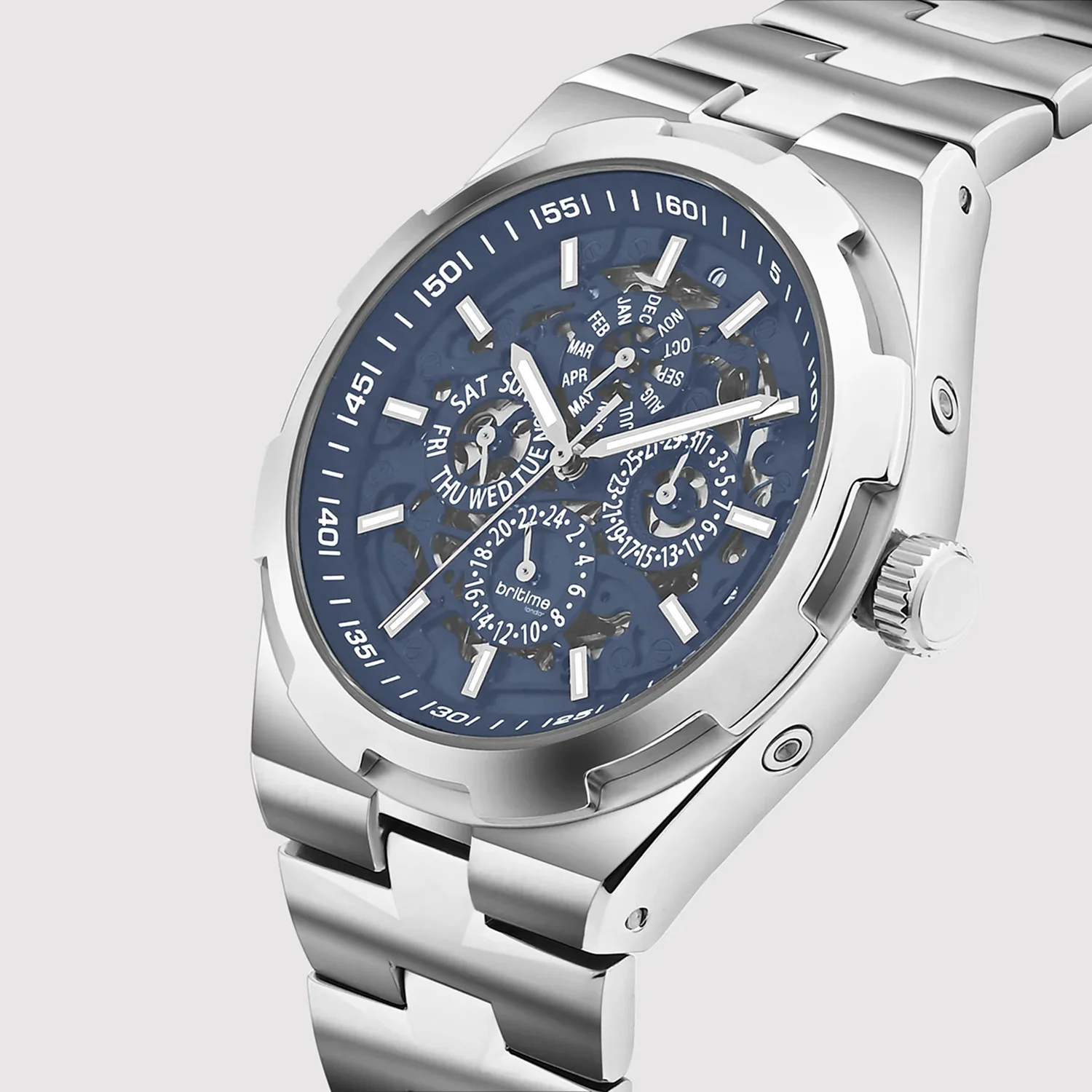Atlas Men Automatic Blue Dial Multi-Function Steel Watch 815-M10501 - Image 3