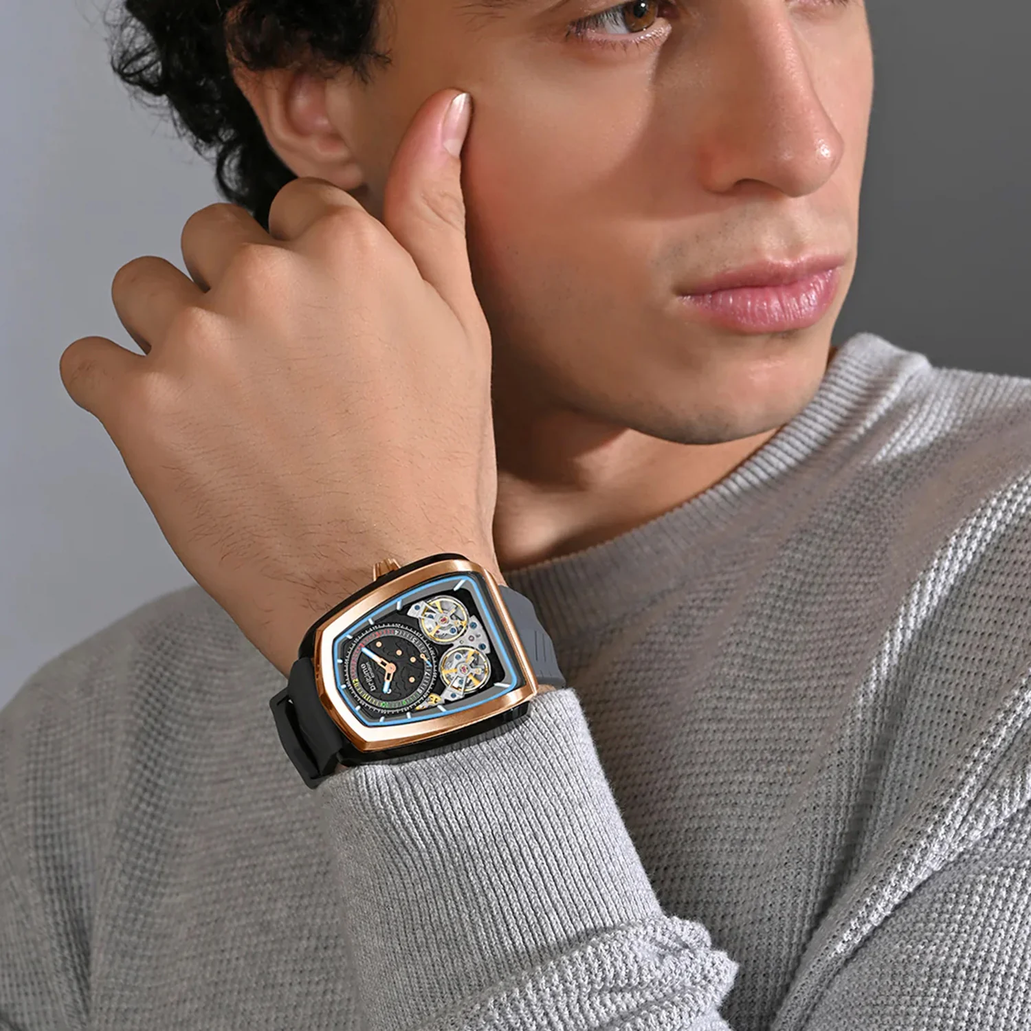 Aventus Men Automatic Grey Dial Analog Silicone Watch 101-P31509 - Image 2
