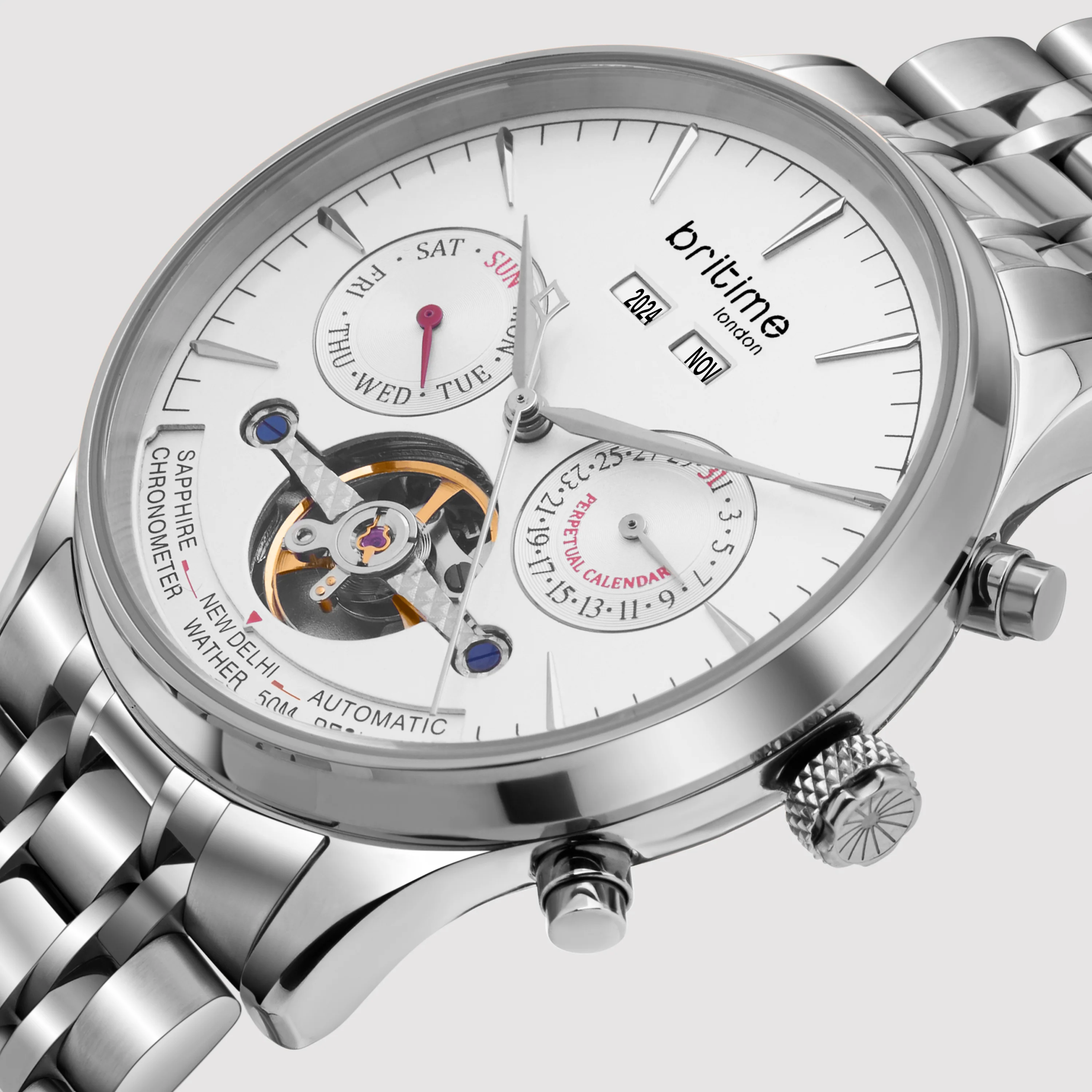 Celestial Men Automatic Silver Dial Chronograph Metal Watch 867-M10301 - Image 3