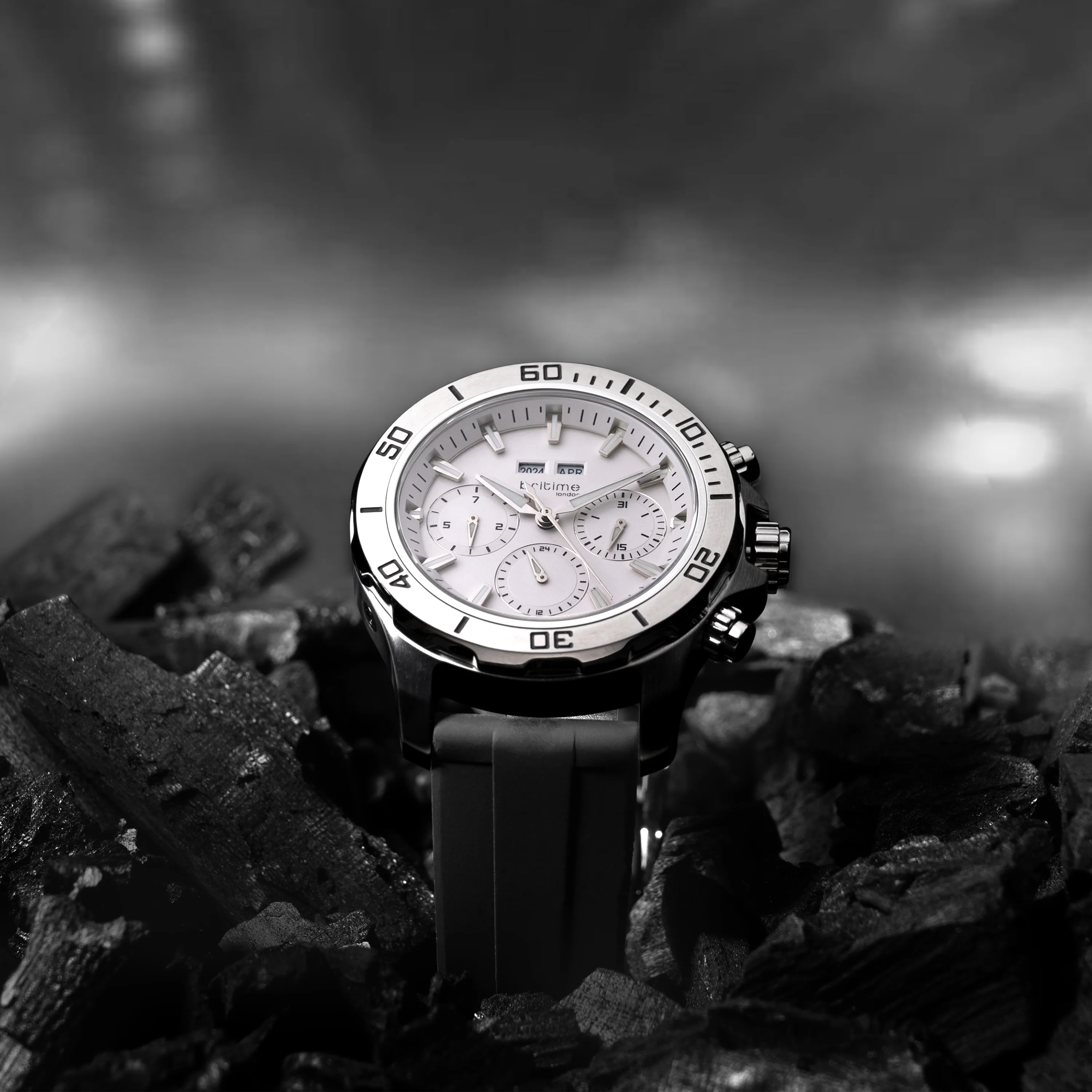 Equinox Men Automatic Silver Dial Chronograph Leather Watch 562-P10306 - Image 3
