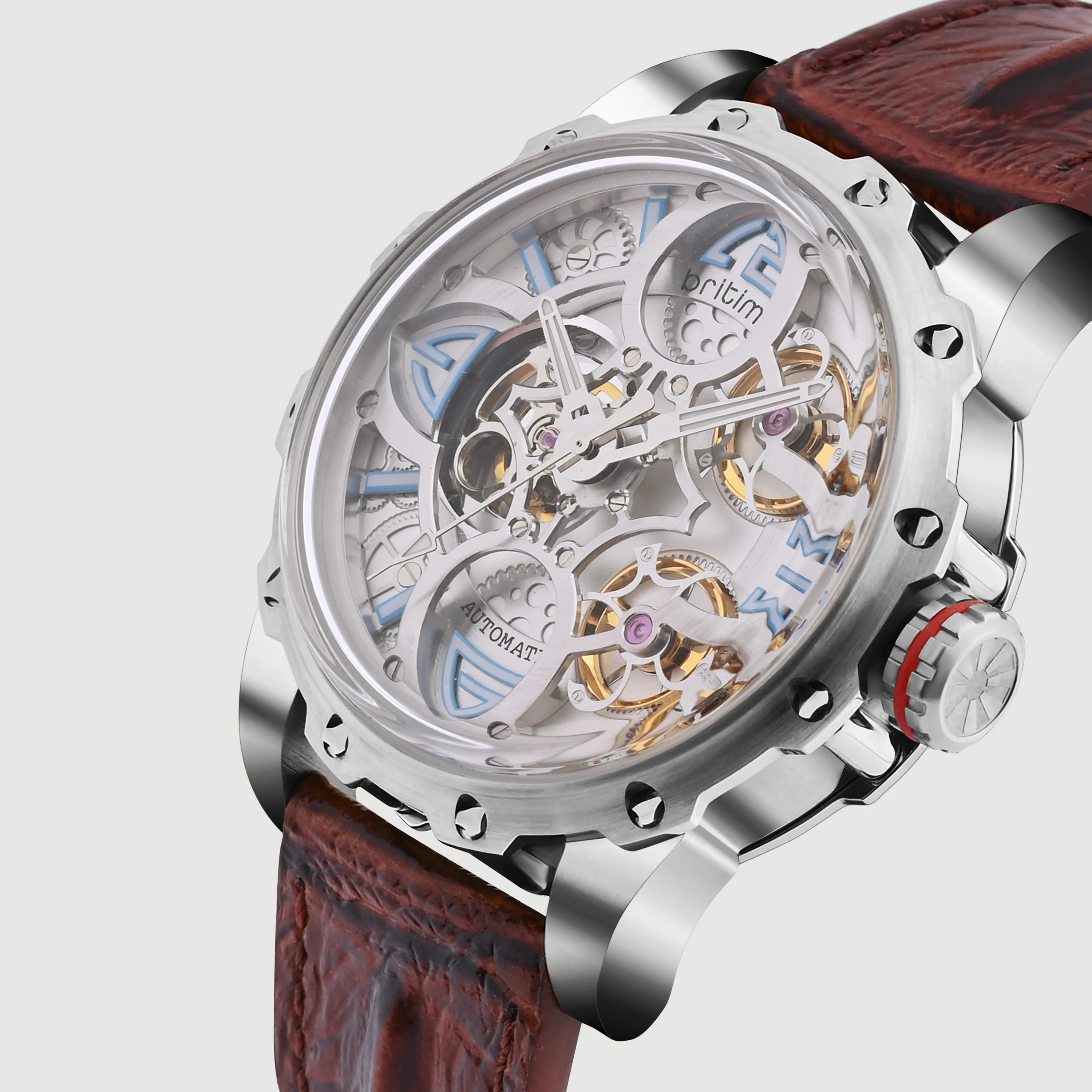 Era Men Automatic Silver Dial Analog Leather Watch 147-L10308 - Image 2