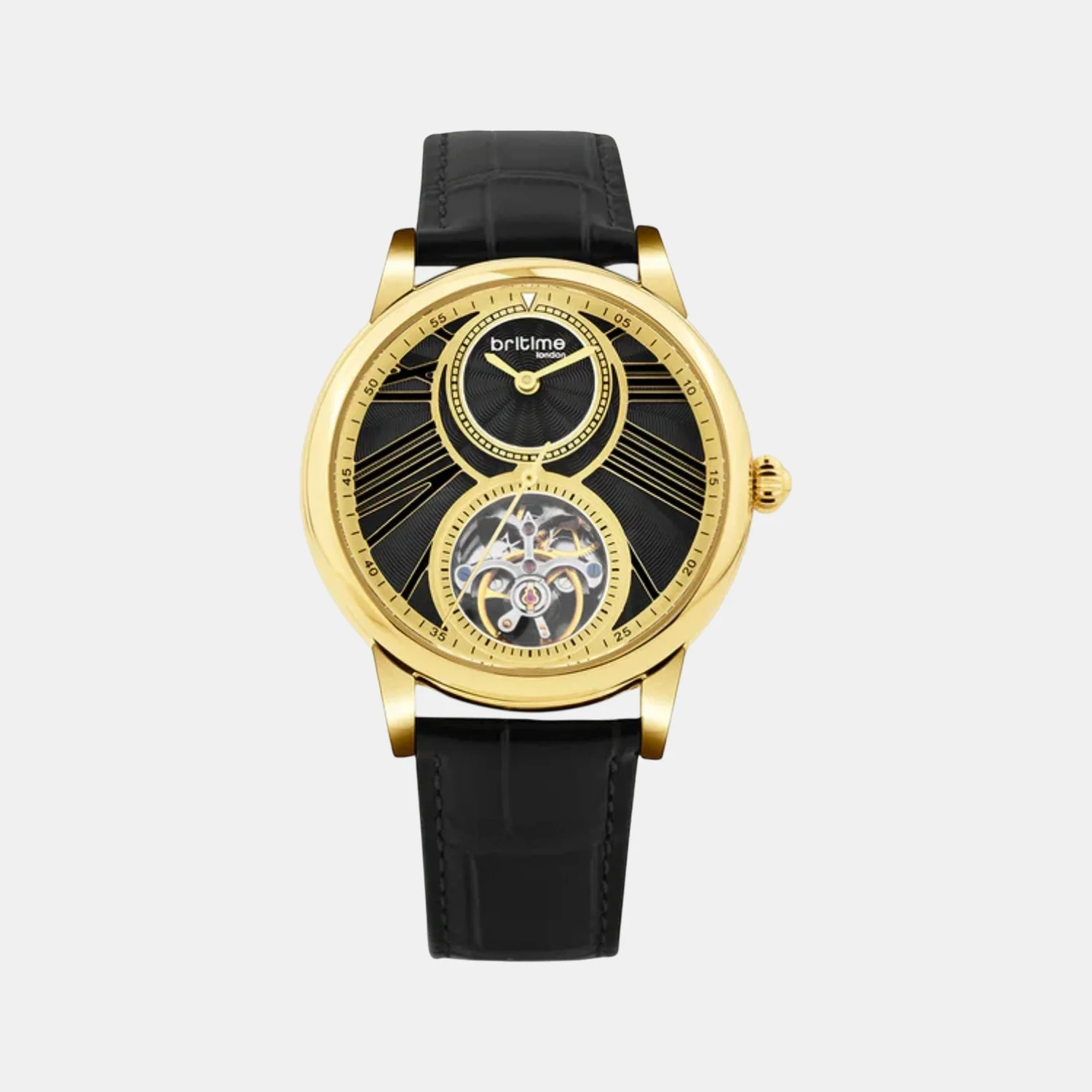 Men Automatic Black Dial Analog Leather Watch 675-L20406