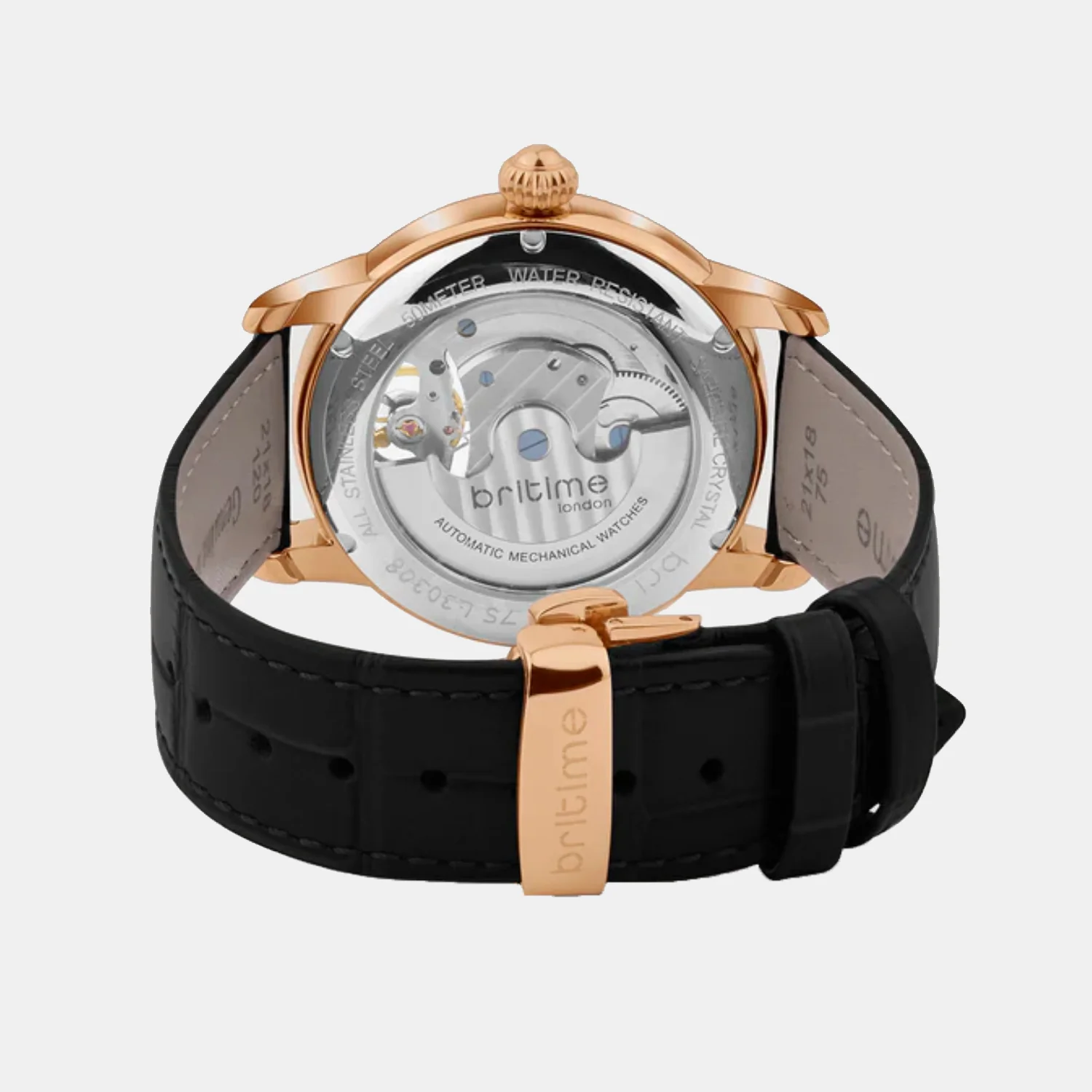Men Automatic Black Dial Analog Leather Watch 675-L30406 - Image 5