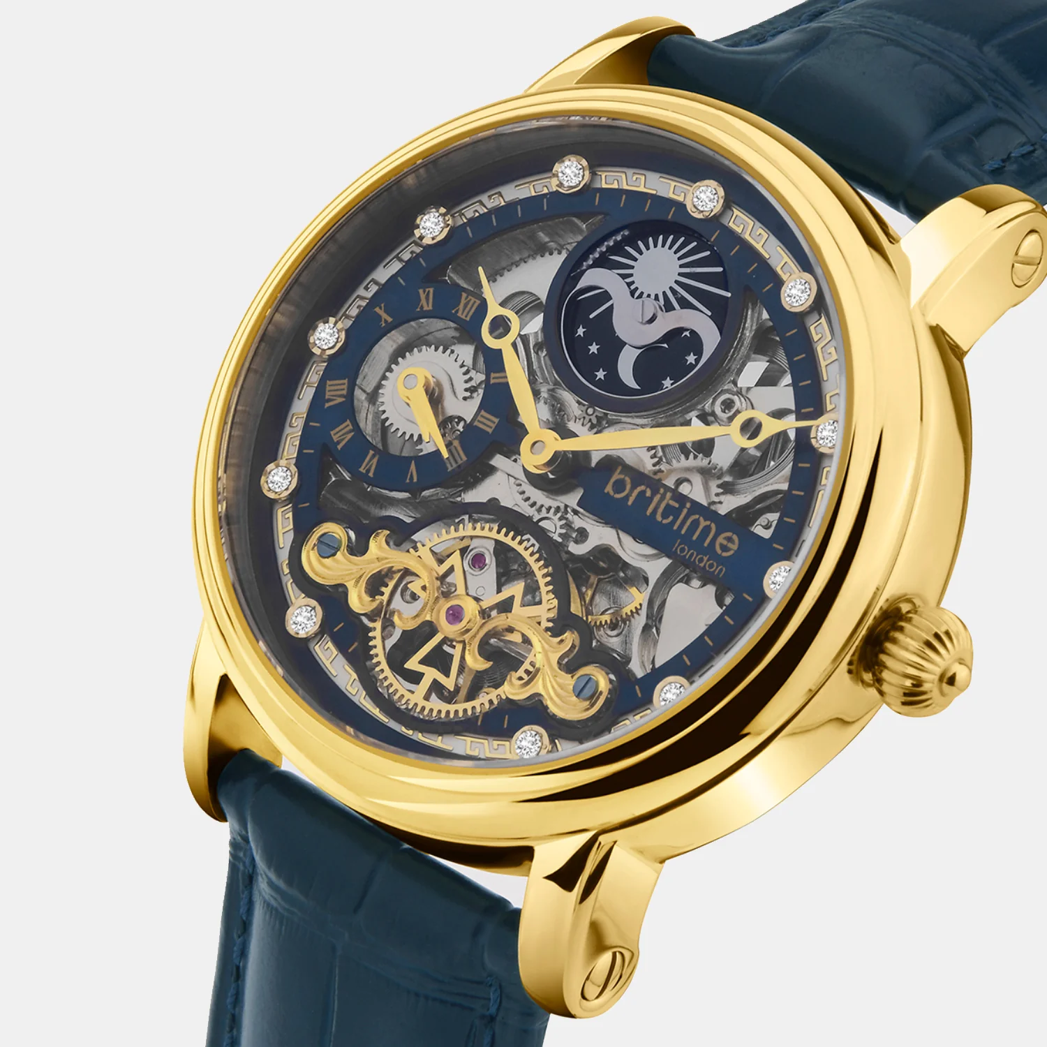 Men Automatic Blue Dial Analog Leather Watch 641-L20507 - Image 3