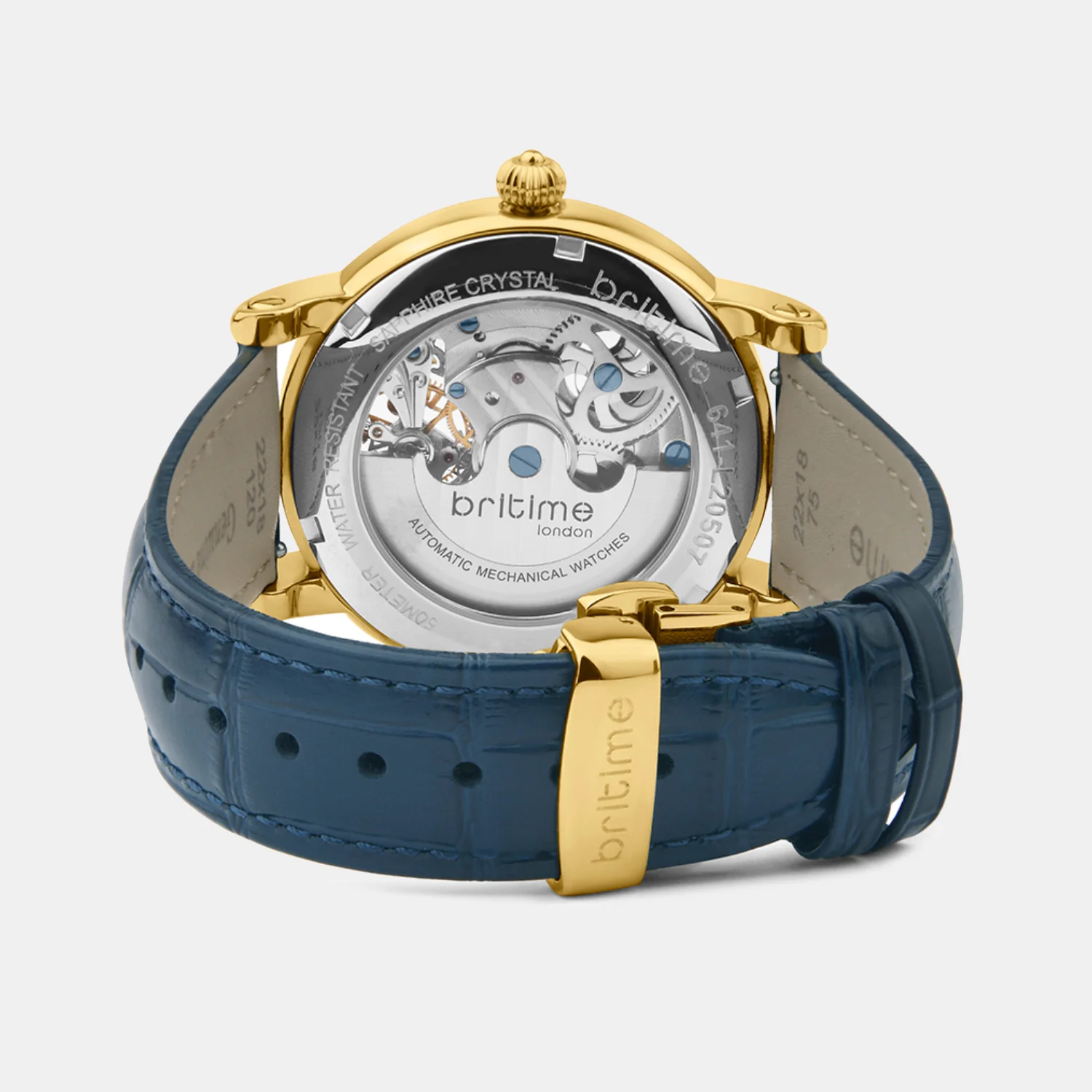 Men Automatic Blue Dial Analog Leather Watch 641-L20507 - Image 6