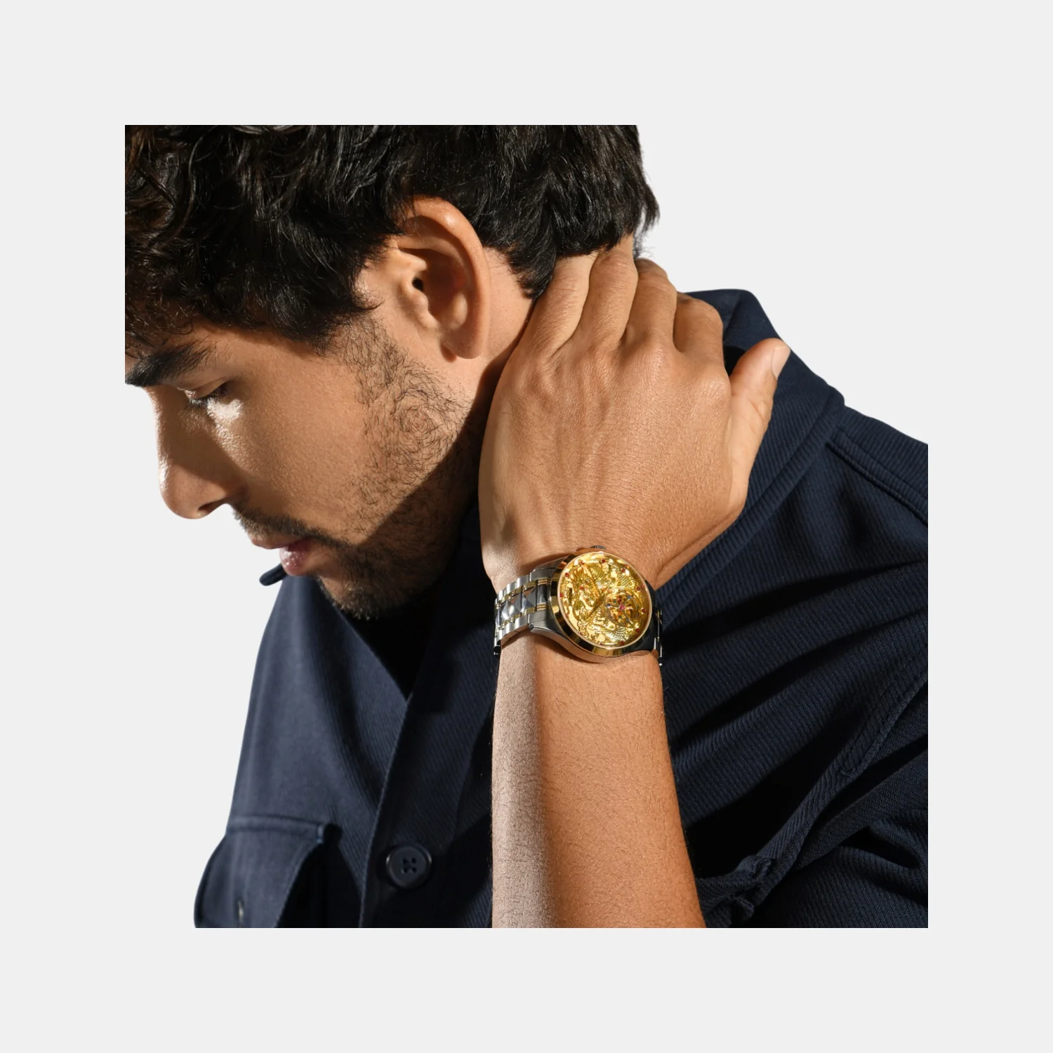 Men Automatic Gold Dial Analog Stainless Steel Watch 359-M10804 - Image 8