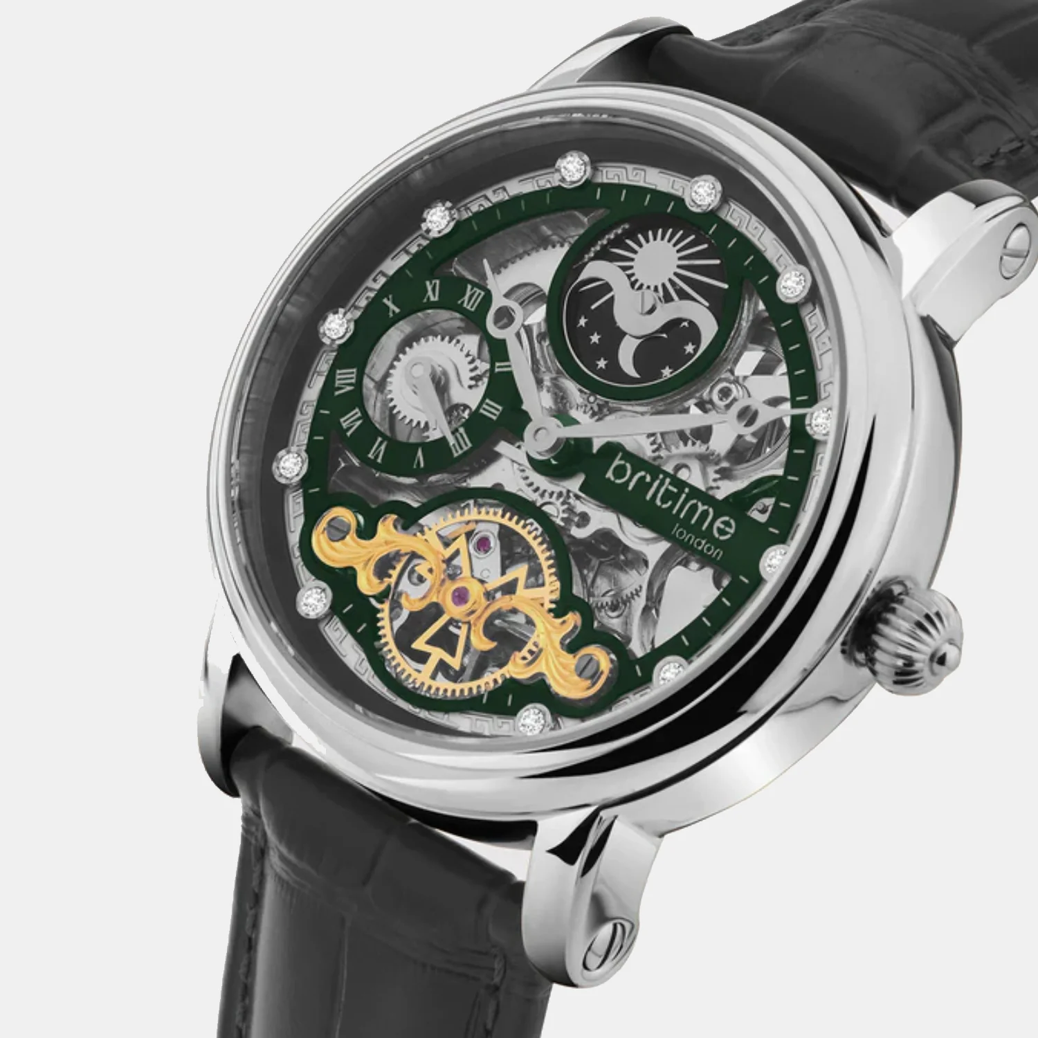 Men Automatic Green Dial Analog Leather Watch 641-L11406 - Image 3
