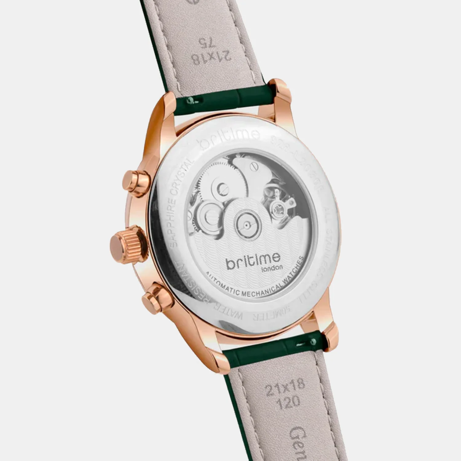 Men Automatic Green Dial Analog Leather Watch 928-L31412 - Image 5